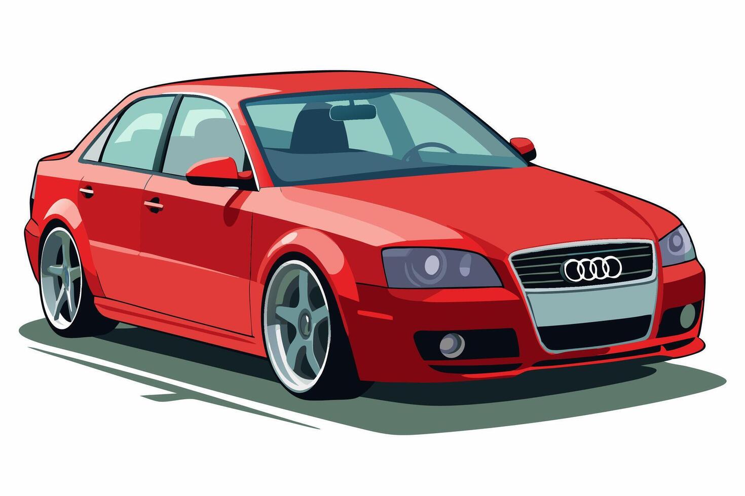 Audi A4 Car Illustration Cartoons, Clipart, Line Art Design on White Background, Audi A4 Car illustration clean, detailed, and versatile design for various uses. vector