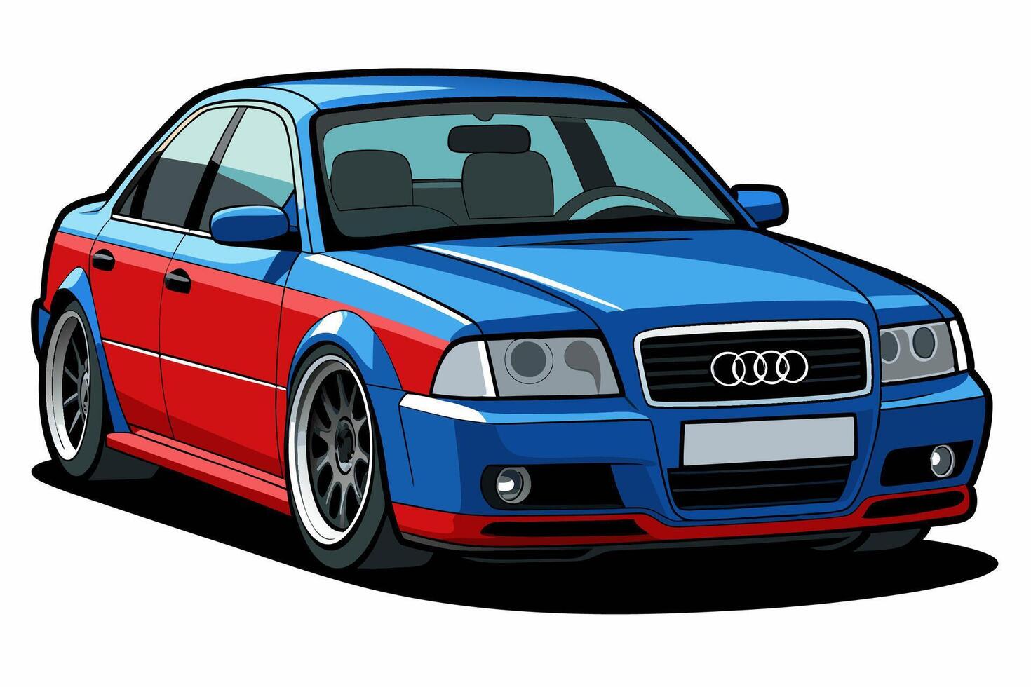 Audi A4 Car Illustration Cartoons, Clipart, Line Art Design on White Background, Audi A4 Car illustration clean, detailed, and versatile design for various uses. vector