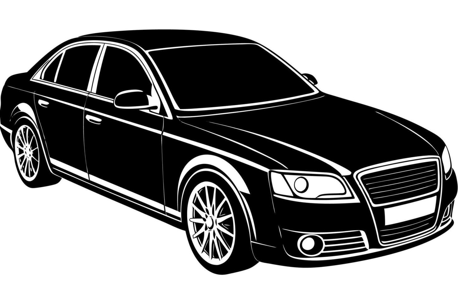 Audi A4 Car Illustration Cartoons, Clipart, Line Art Design on White Background, Audi A4 Car illustration clean, detailed, and versatile design for various uses. vector