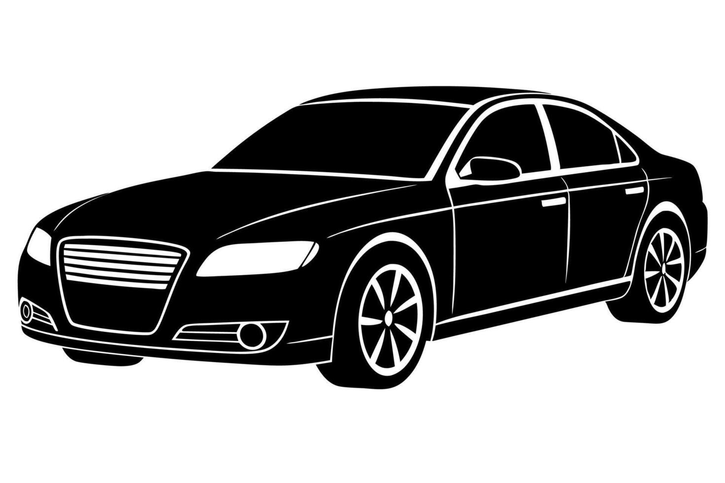 Audi A4 Car Illustration Cartoons, Clipart, Line Art Design on White Background, Audi A4 Car illustration clean, detailed, and versatile design for various uses. vector