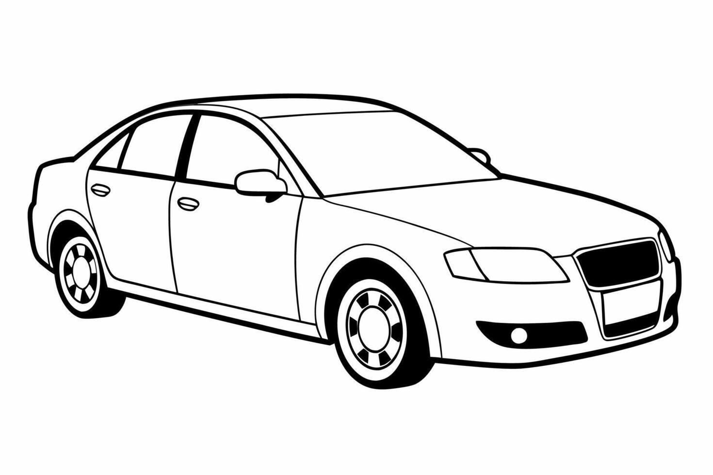 Audi A4 Car Illustration Cartoons, Clipart, Line Art Design on White Background, Audi A4 Car illustration clean, detailed, and versatile design for various uses. vector