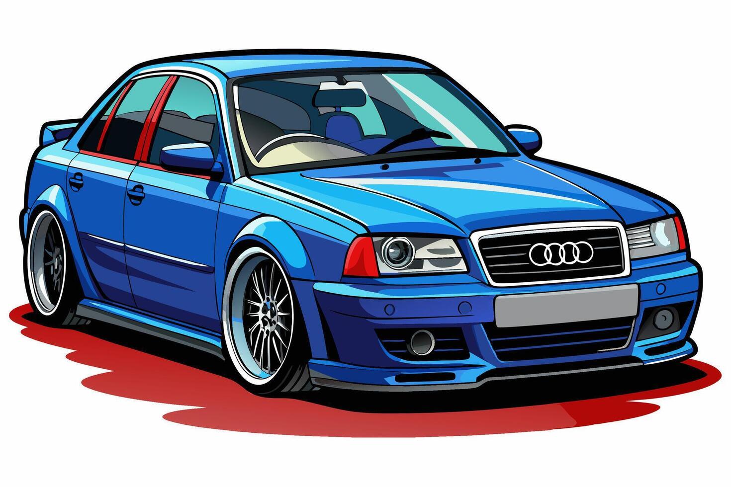 Audi A4 Car Illustration Cartoons, Clipart, Line Art Design on White Background, Audi A4 Car illustration clean, detailed, and versatile design for various uses. vector