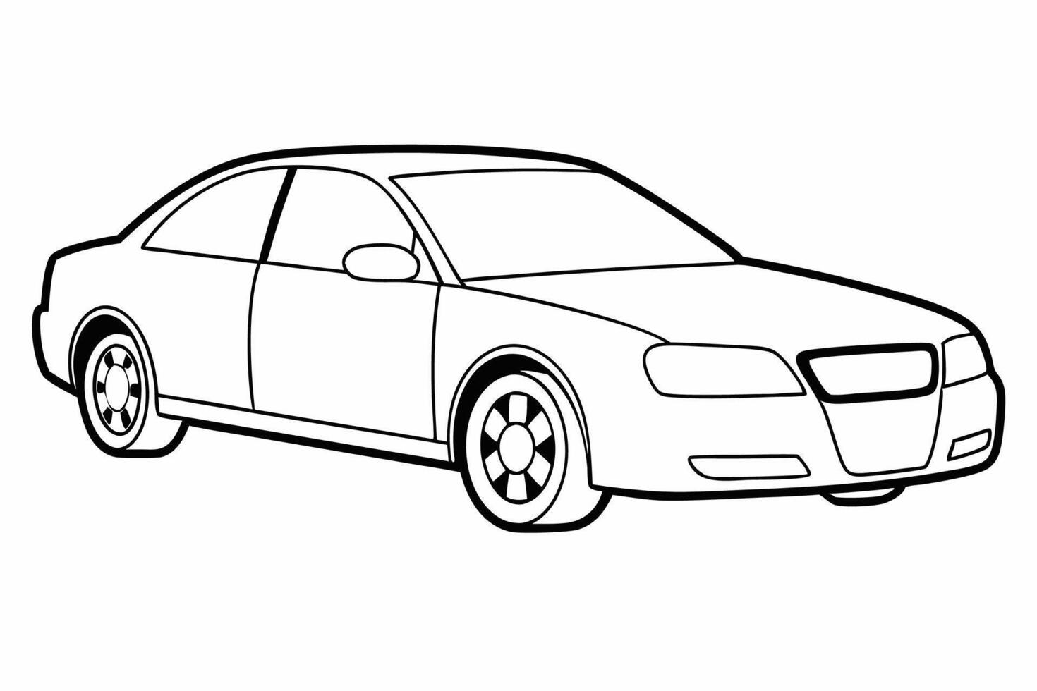 Audi A4 Car Illustration Cartoons, Clipart, Line Art Design on White Background, Audi A4 Car illustration clean, detailed, and versatile design for various uses. vector