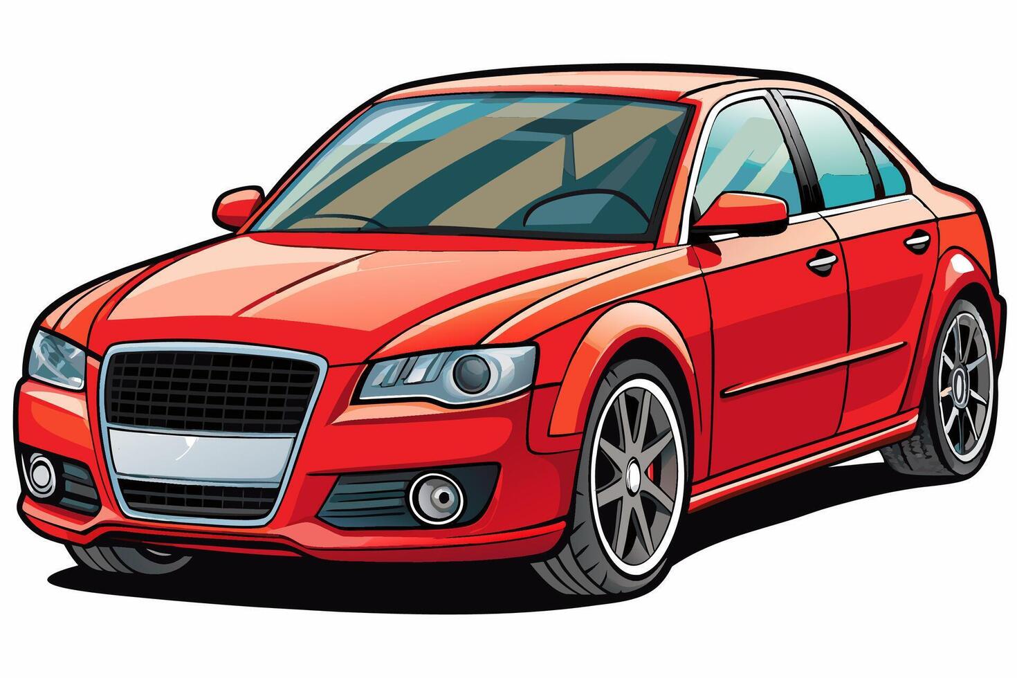 Audi A4 Car Illustration Cartoons, Clipart, Line Art Design on White Background, Audi A4 Car illustration clean, detailed, and versatile design for various uses. vector