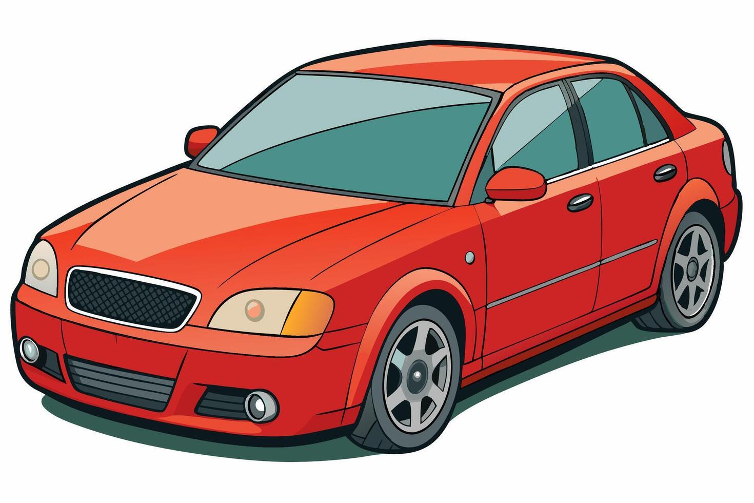 Audi A4 Car Illustration Cartoons, Clipart, Line Art Design on White Background, Audi A4 Car illustration clean, detailed, and versatile design for various uses. vector