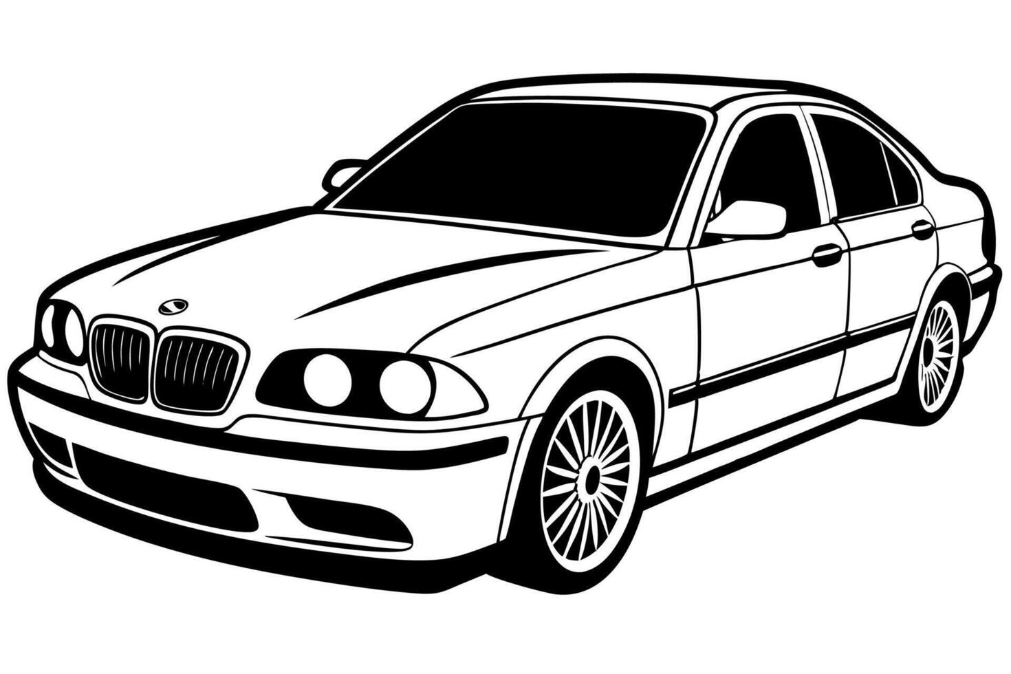 BMW 3 Series Car Illustration White Background, Cartoons, Clipart, Line Art Design, BMW 3 Series car illustration, white background, cartoons, clipart, line art design vector