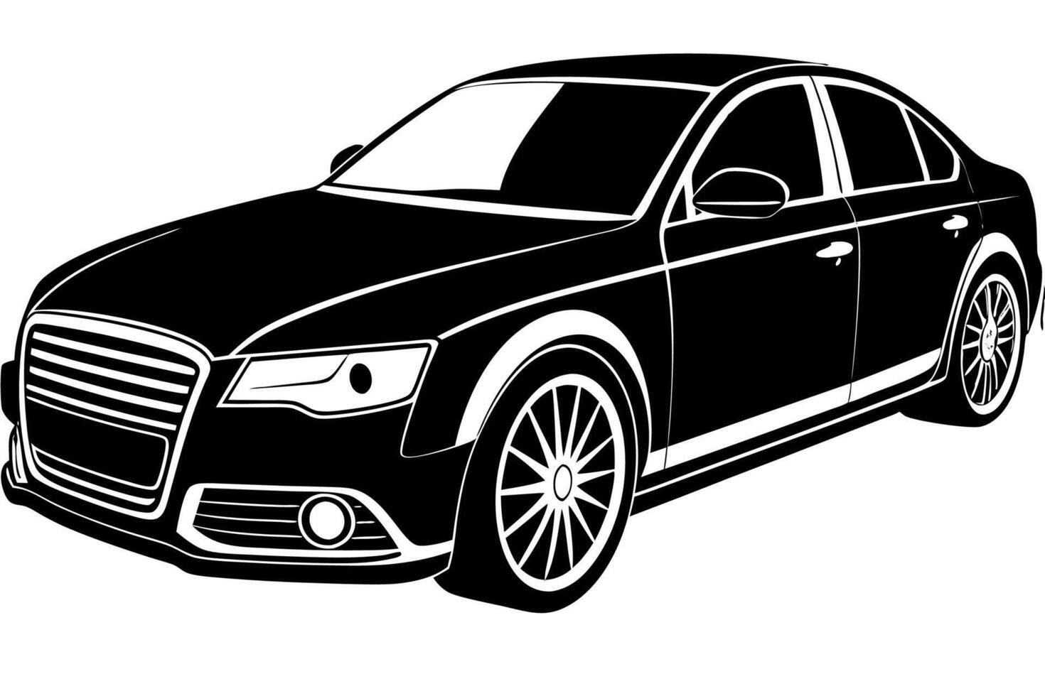 Audi A4 Car Illustration Cartoons, Clipart, Line Art Design on White Background, Audi A4 Car illustration clean, detailed, and versatile design for various uses. vector