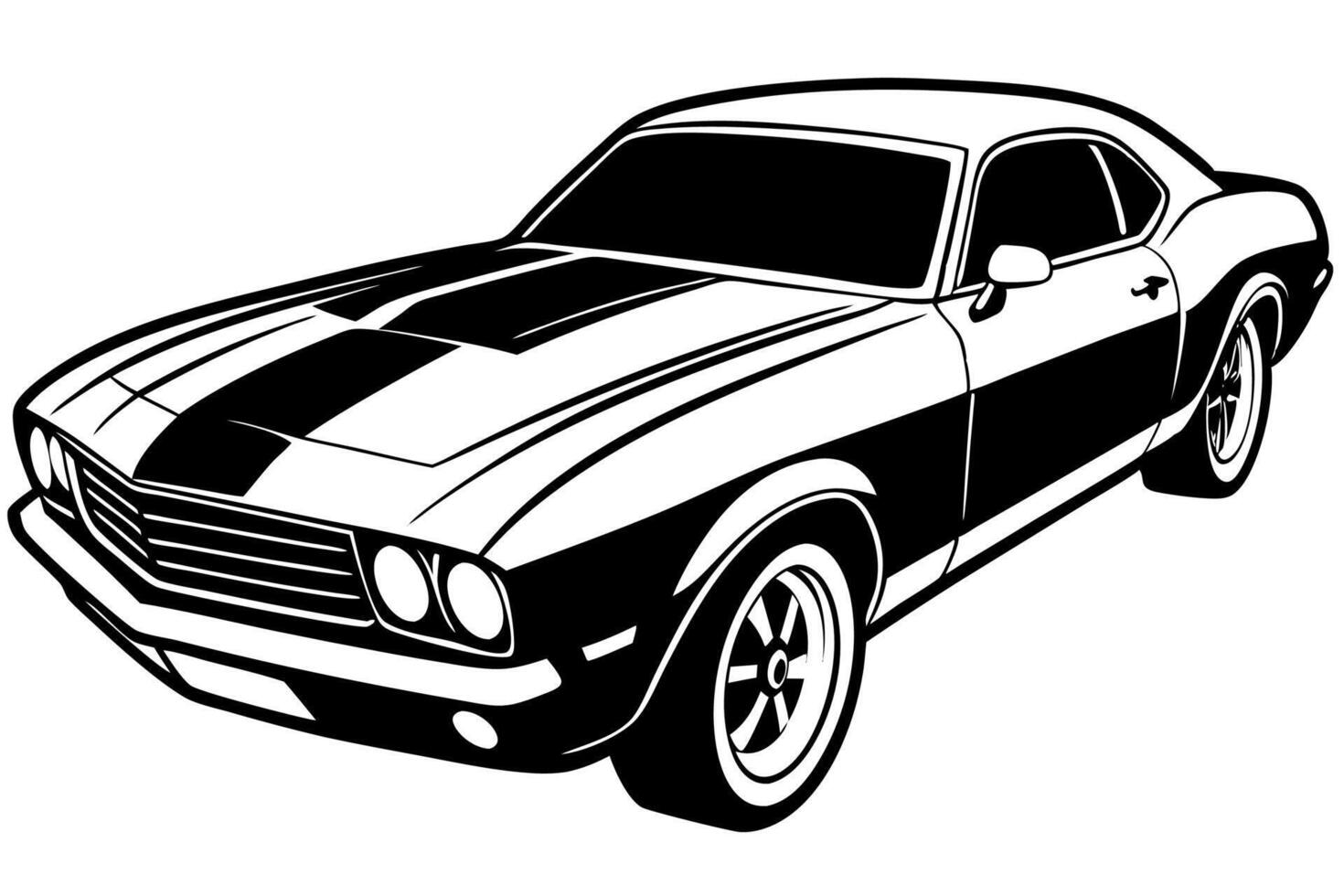 Chevrolet Camaro Car Illustration with White Background Cartoon, Clipart, and Line Art Design, Chevrolet Camaro car illustration on a white background - cartoon, clipart, and line art design vector