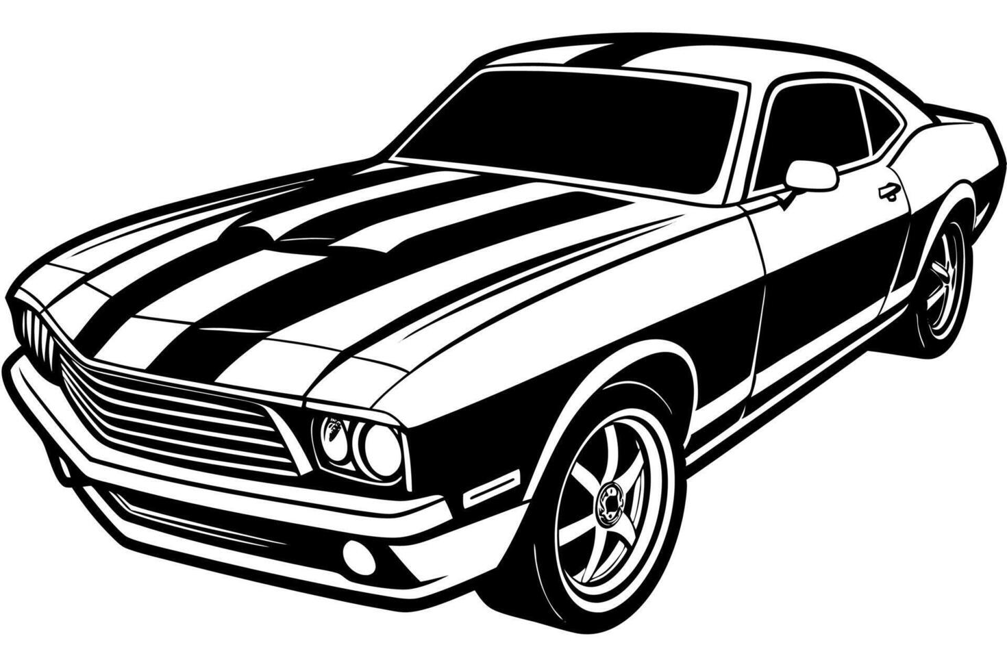 Chevrolet Camaro Car Illustration with White Background Cartoon, Clipart, and Line Art Design, Chevrolet Camaro car illustration on a white background - cartoon, clipart, and line art design vector