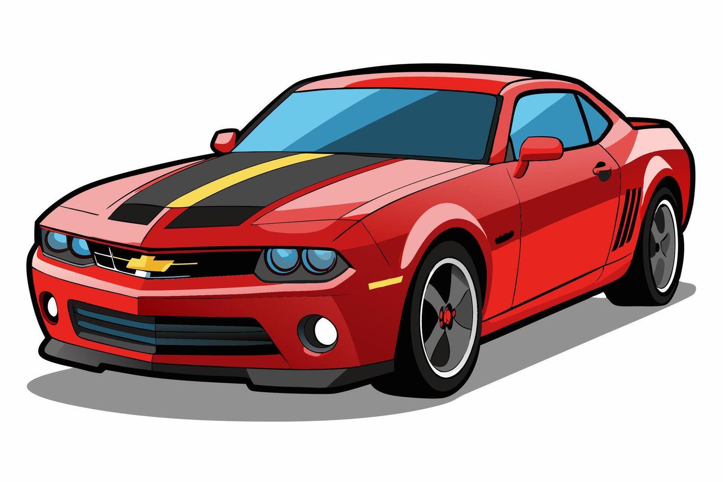 Chevrolet Camaro Car Illustration with White Background Cartoon, Clipart, and Line Art Design, Chevrolet Camaro car illustration on a white background - cartoon, clipart, and line art design vector