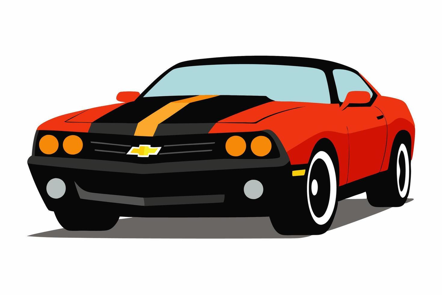 Chevrolet Camaro Car Illustration with White Background Cartoon, Clipart, and Line Art Design, Chevrolet Camaro car illustration on a white background - cartoon, clipart, and line art design vector