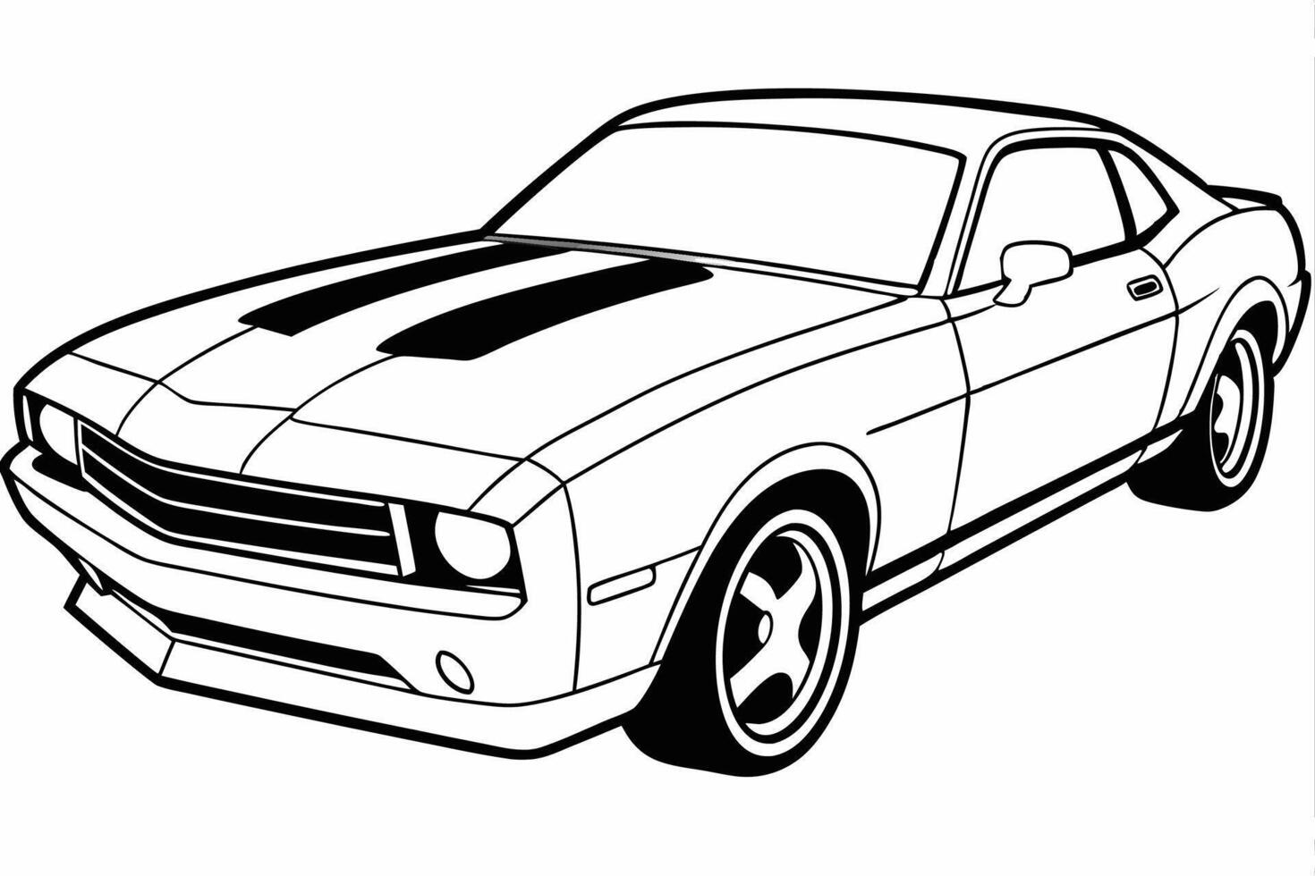 Chevrolet Camaro Car Illustration with White Background Cartoon, Clipart, and Line Art Design, Chevrolet Camaro car illustration on a white background - cartoon, clipart, and line art design vector