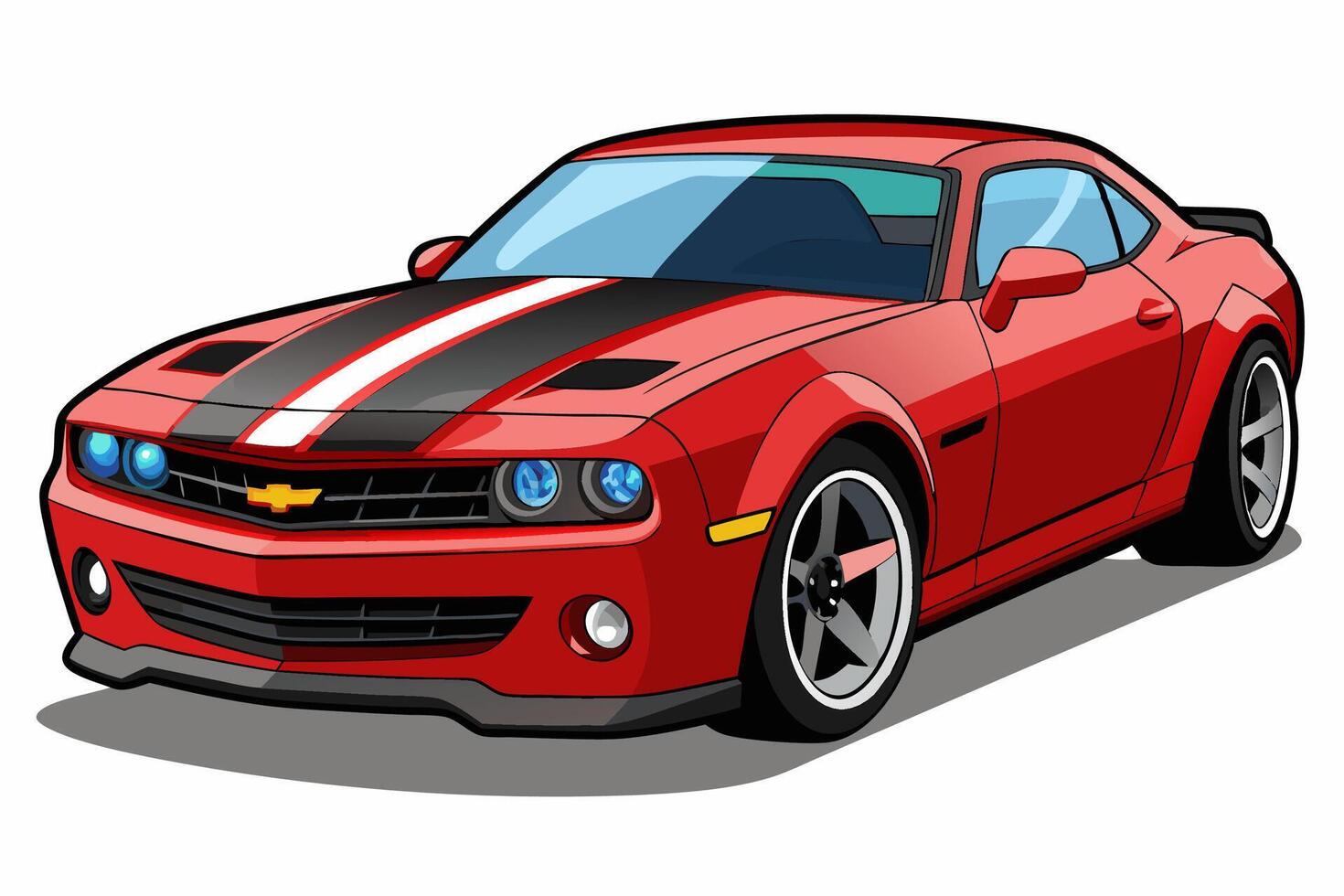 Chevrolet Camaro Car Illustration with White Background Cartoon, Clipart, and Line Art Design, Chevrolet Camaro car illustration on a white background - cartoon, clipart, and line art design vector