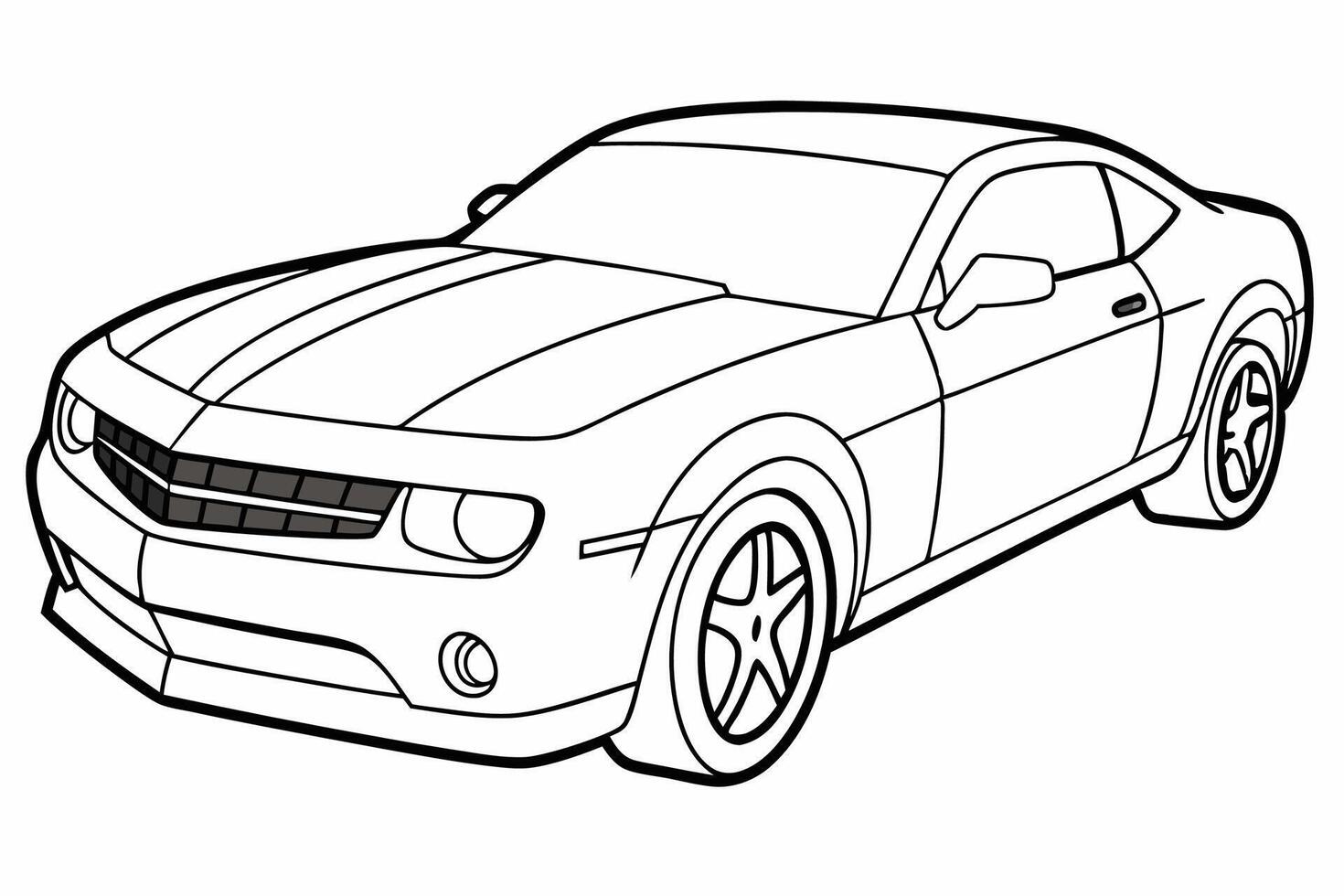 Chevrolet Camaro Car Illustration with White Background Cartoon, Clipart, and Line Art Design, Chevrolet Camaro car illustration on a white background - cartoon, clipart, and line art design vector