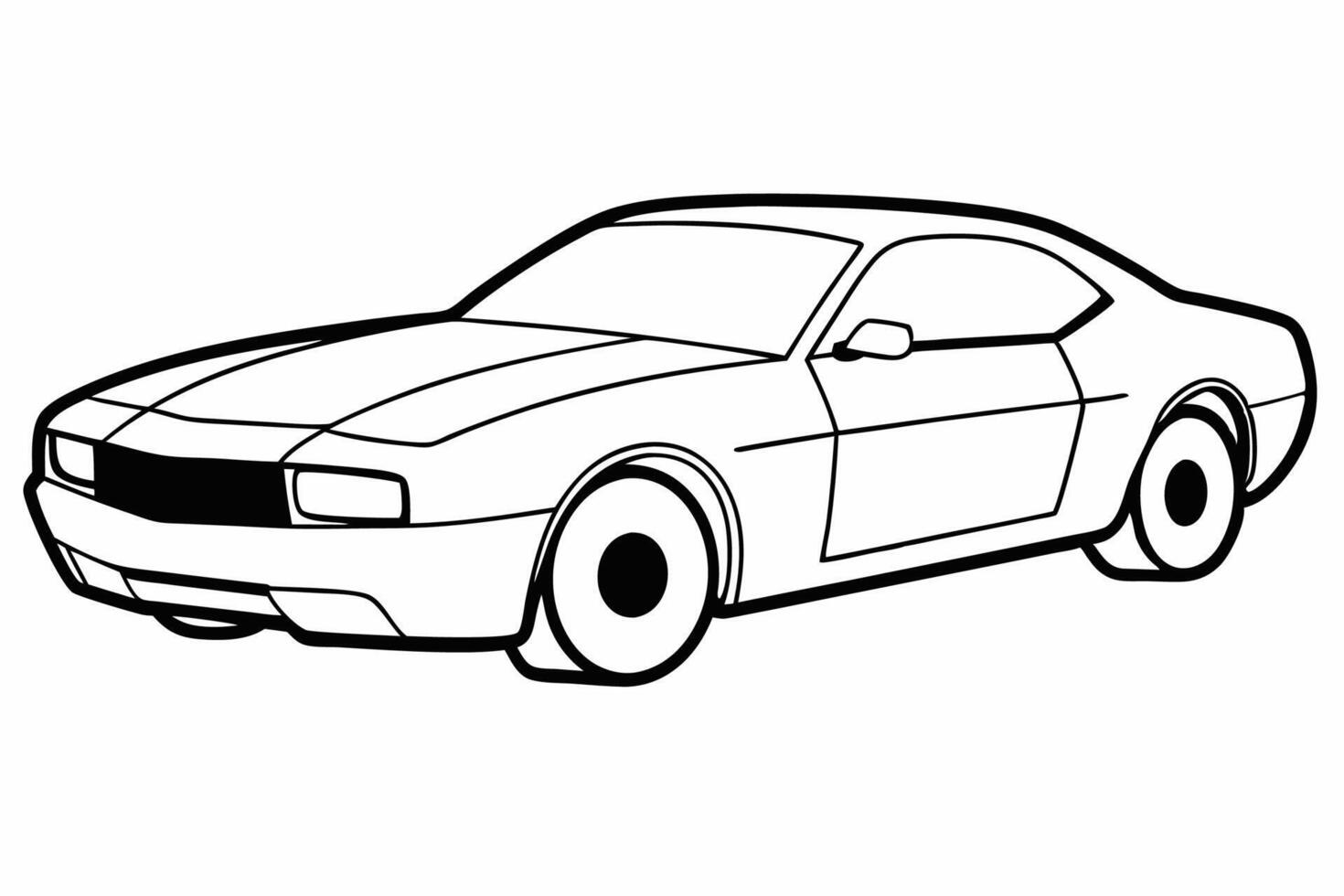 Chevrolet Camaro Car Illustration with White Background Cartoon, Clipart, and Line Art Design, Chevrolet Camaro car illustration on a white background - cartoon, clipart, and line art design vector