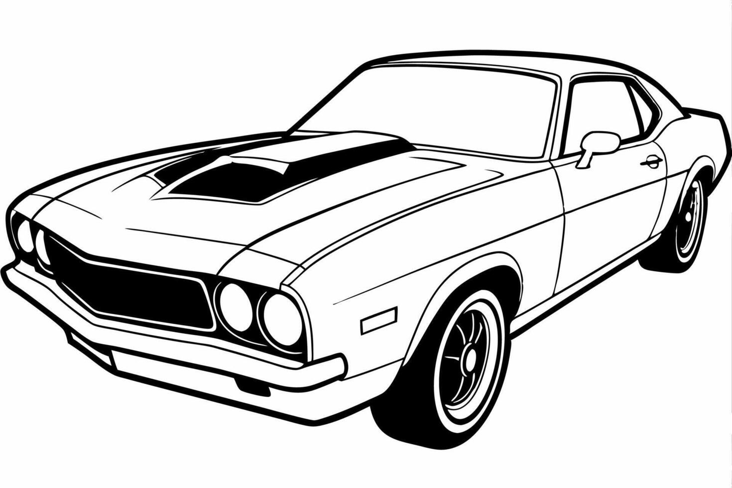 Chevrolet Camaro Car Illustration with White Background Cartoon, Clipart, and Line Art Design, Chevrolet Camaro car illustration on a white background - cartoon, clipart, and line art design vector