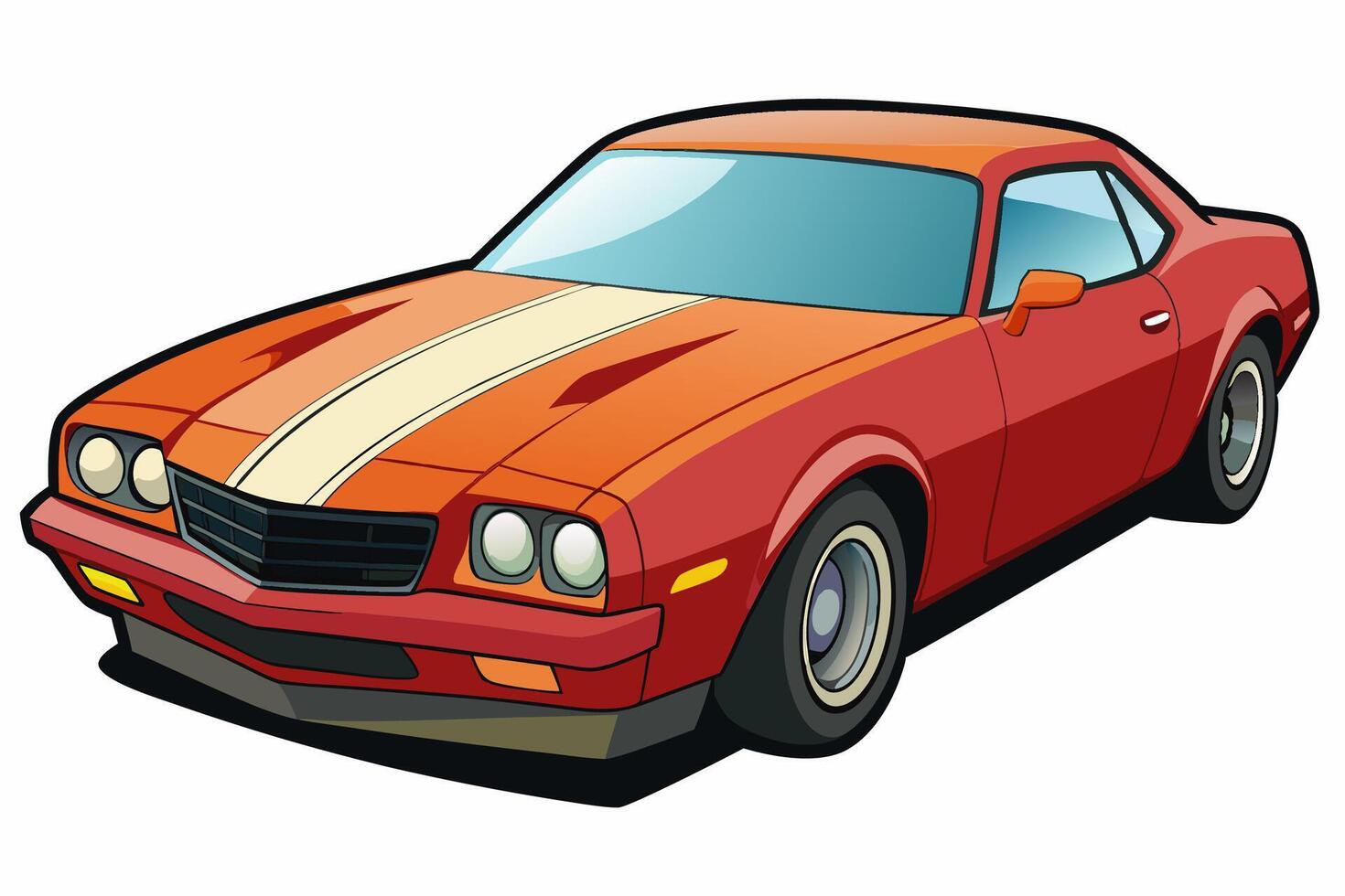 Chevrolet Camaro Car Illustration with White Background Cartoon, Clipart, and Line Art Design, Chevrolet Camaro car illustration on a white background - cartoon, clipart, and line art design vector