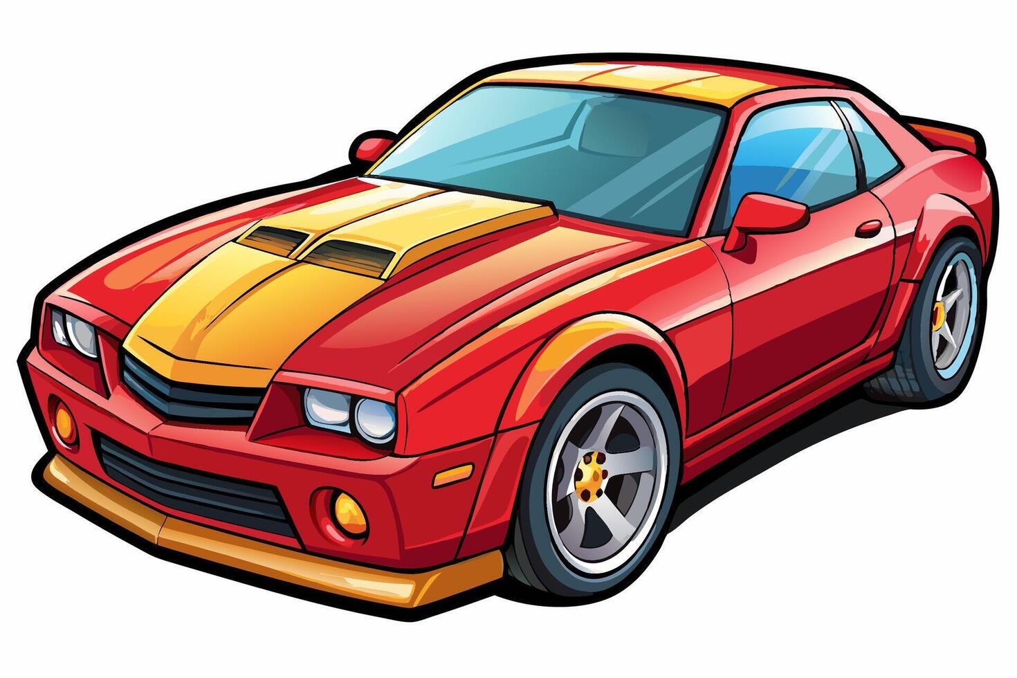 Chevrolet Camaro Car Illustration with White Background Cartoon, Clipart, and Line Art Design, Chevrolet Camaro car illustration on a white background - cartoon, clipart, and line art design vector