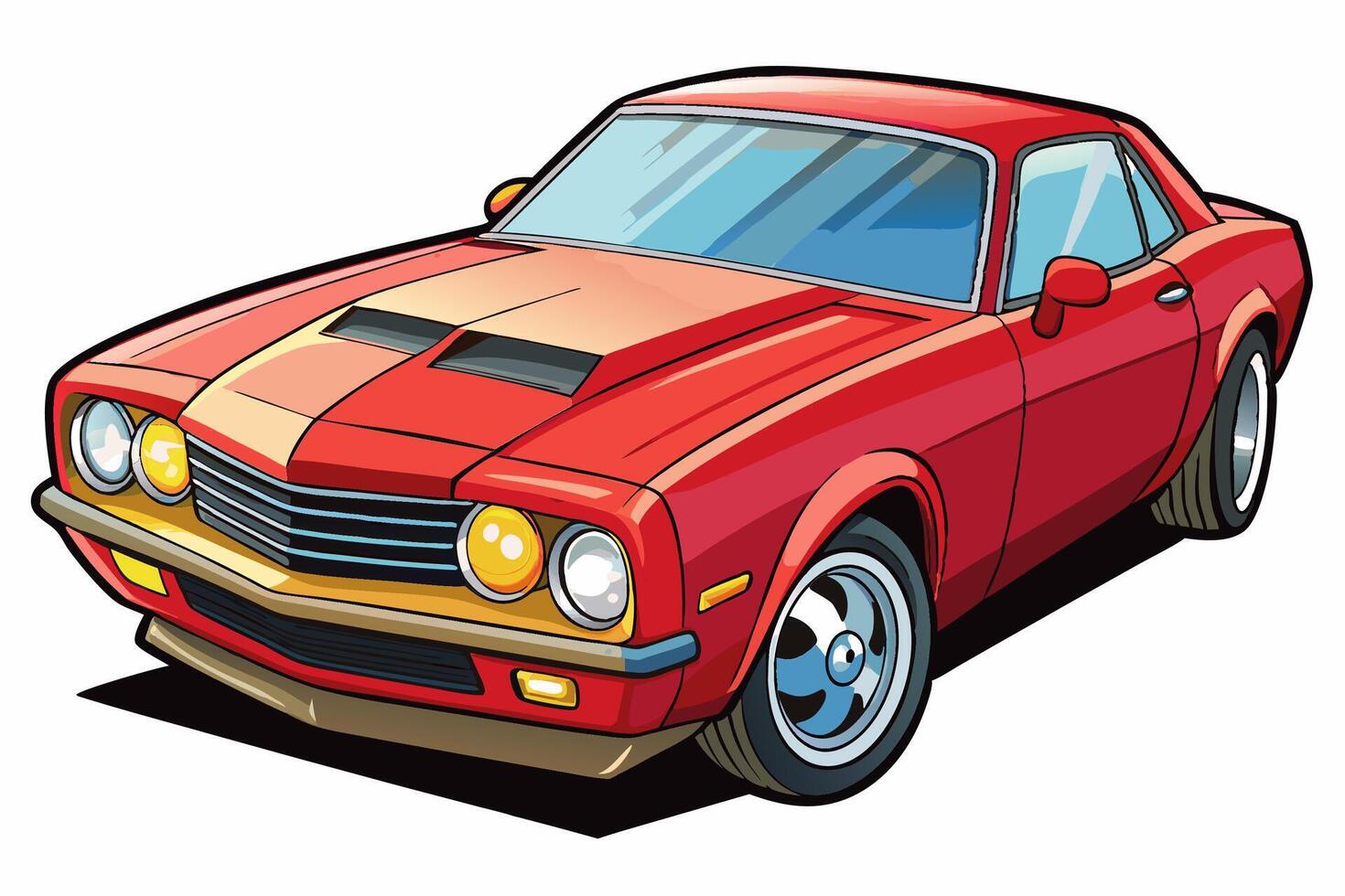 Chevrolet Camaro Car Illustration with White Background Cartoon, Clipart, and Line Art Design, Chevrolet Camaro car illustration on a white background - cartoon, clipart, and line art design vector