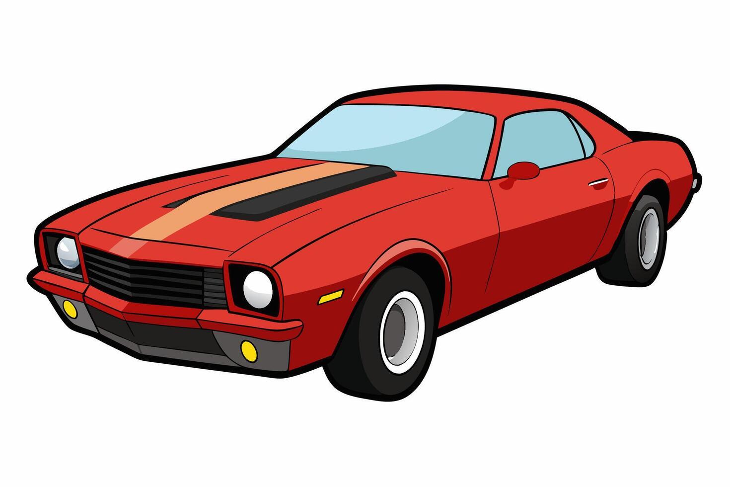 Chevrolet Camaro Car Illustration with White Background Cartoon, Clipart, and Line Art Design, Chevrolet Camaro car illustration on a white background - cartoon, clipart, and line art design vector