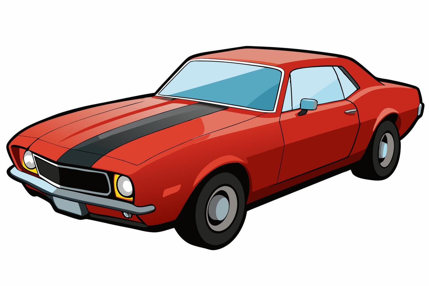 Chevrolet Camaro Car Illustration with White Background Cartoon, Clipart, and Line Art Design, Chevrolet Camaro car illustration on a white background - cartoon, clipart, and line art design vector
