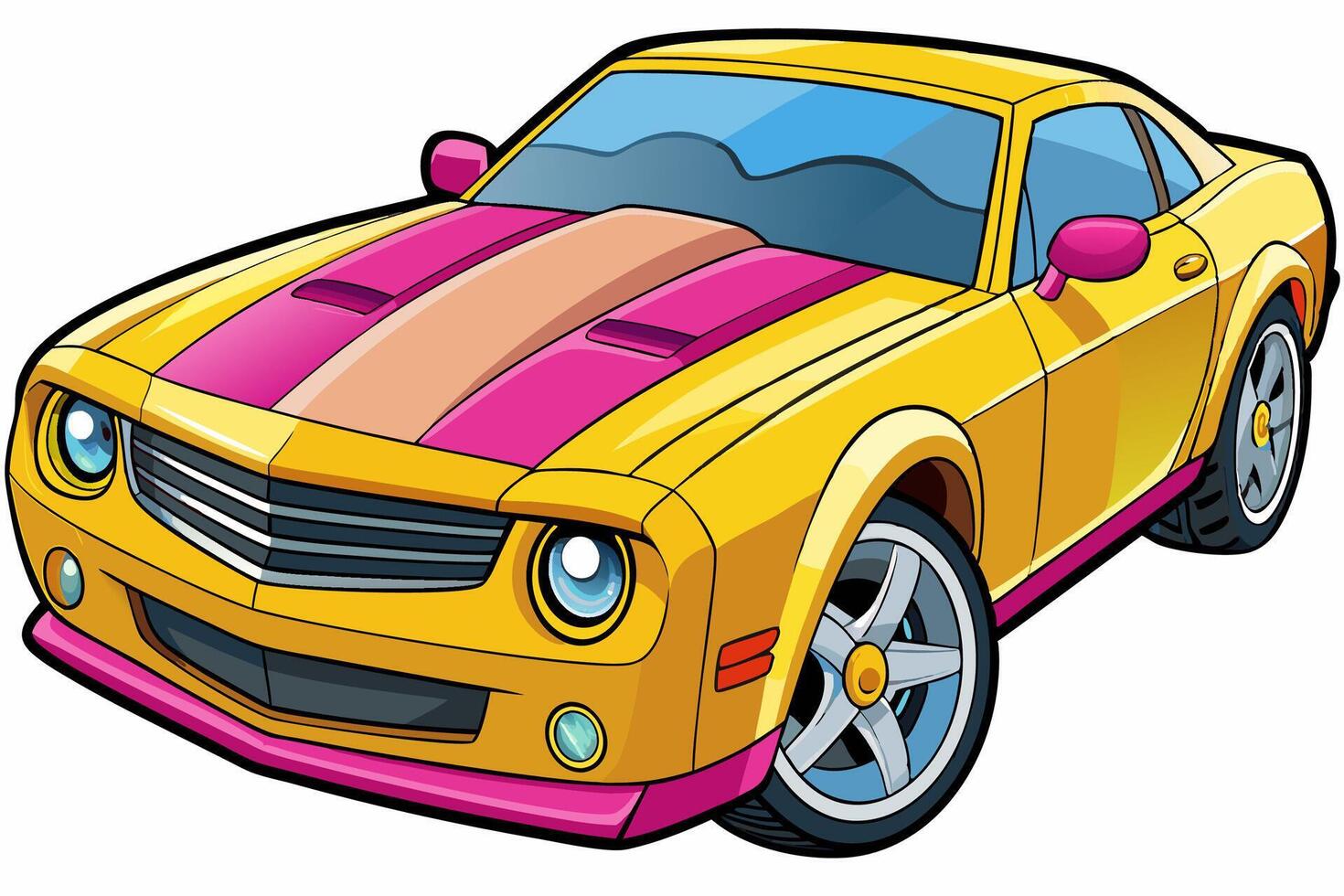 Chevrolet Camaro Car Illustration with White Background Cartoon, Clipart, and Line Art Design, Chevrolet Camaro car illustration on a white background - cartoon, clipart, and line art design vector