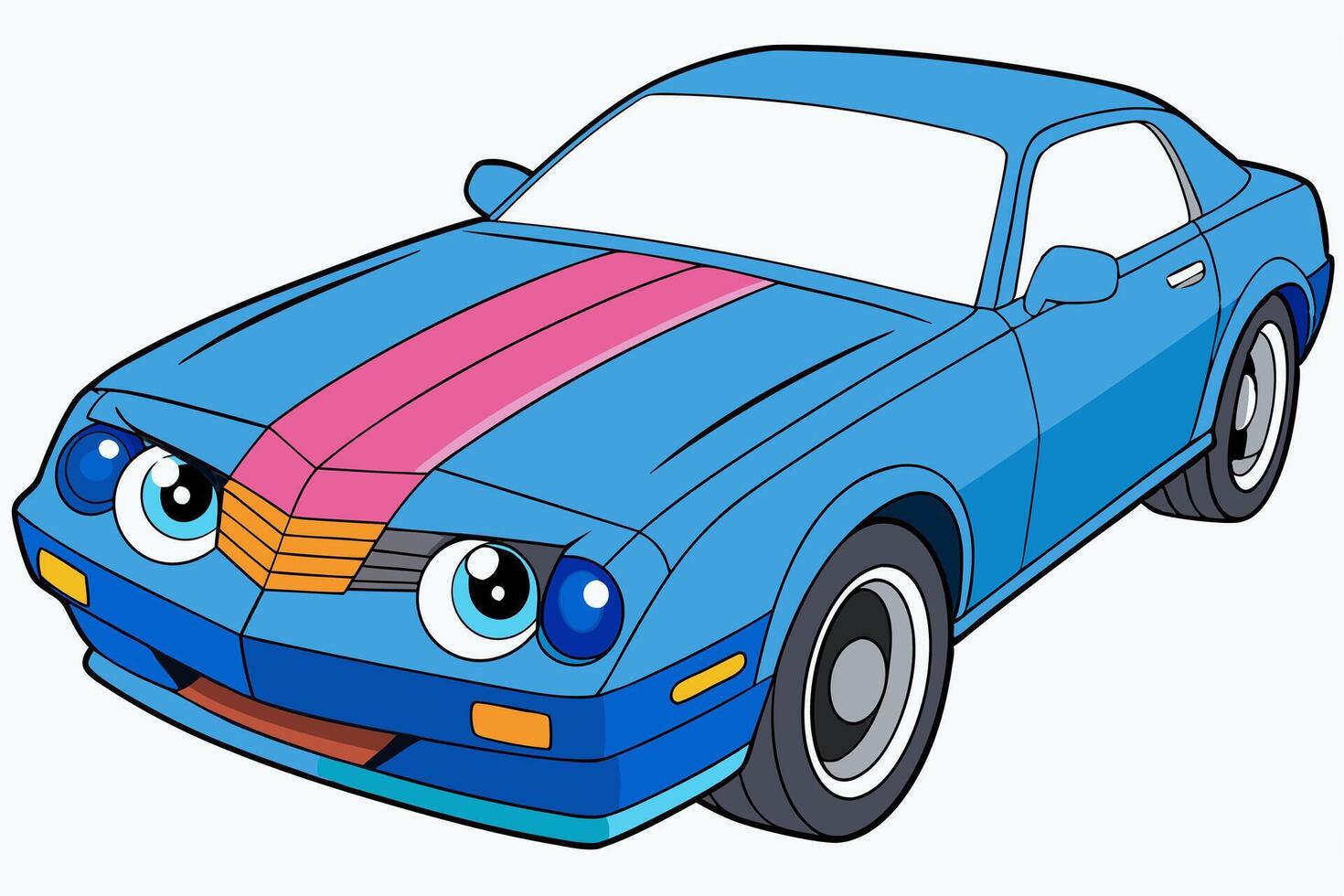 Chevrolet Camaro Car Illustration with White Background Cartoon, Clipart, and Line Art Design, Chevrolet Camaro car illustration on a white background - cartoon, clipart, and line art design vector