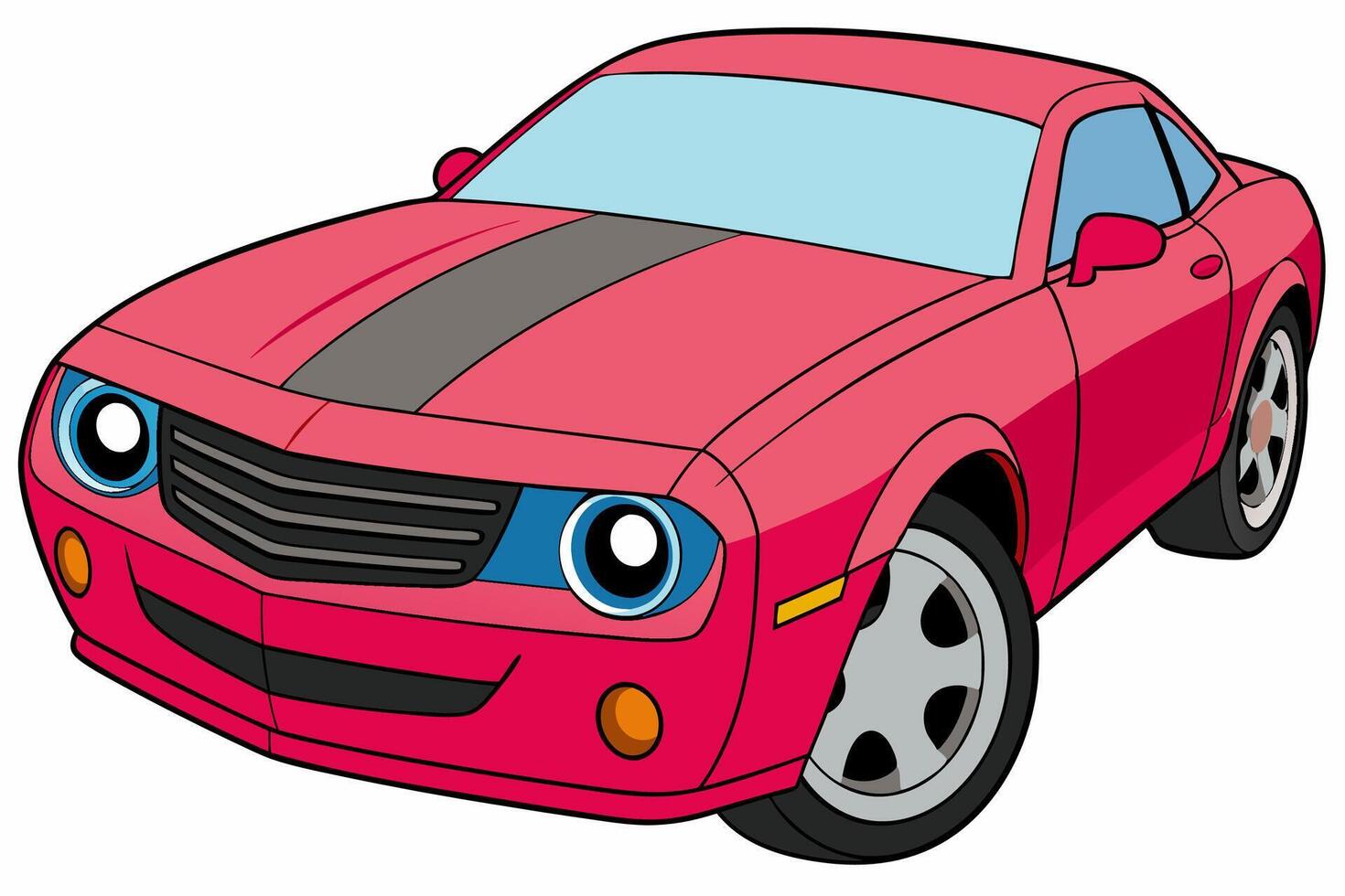 Chevrolet Camaro Car Illustration with White Background Cartoon, Clipart, and Line Art Design, Chevrolet Camaro car illustration on a white background - cartoon, clipart, and line art design vector