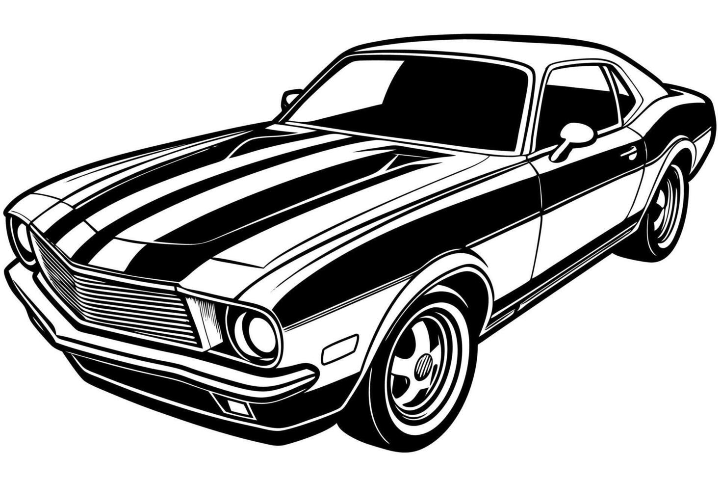 Chevrolet Camaro Car Illustration with White Background Cartoon, Clipart, and Line Art Design, Chevrolet Camaro car illustration on a white background - cartoon, clipart, and line art design vector