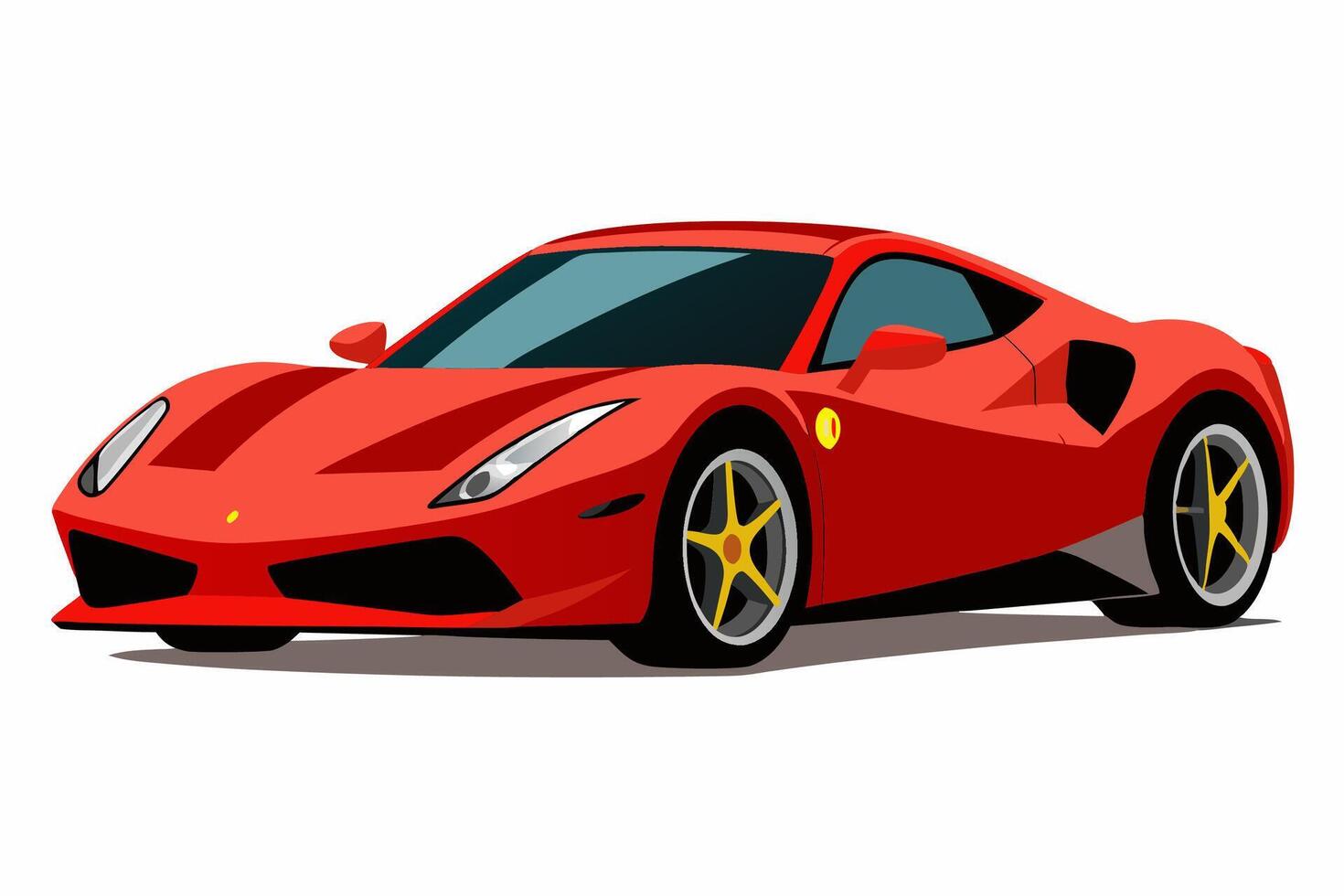 Ferrari 488 Car with White Background Illustration, Cartoons, Clipart, Line Art Design, Ferrari 488 car illustration with white background, perfect for cartoons, clipart, and line art. vector