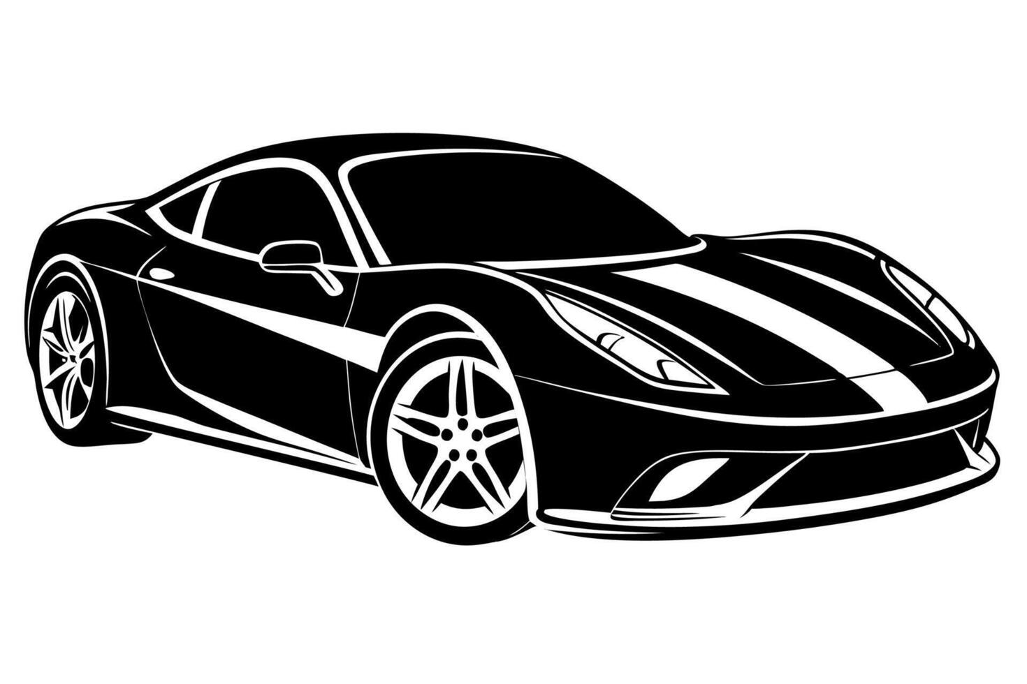 Ferrari 488 Car with White Background Illustration, Cartoons, Clipart, Line Art Design, Ferrari 488 car illustration with white background, perfect for cartoons, clipart, and line art. vector