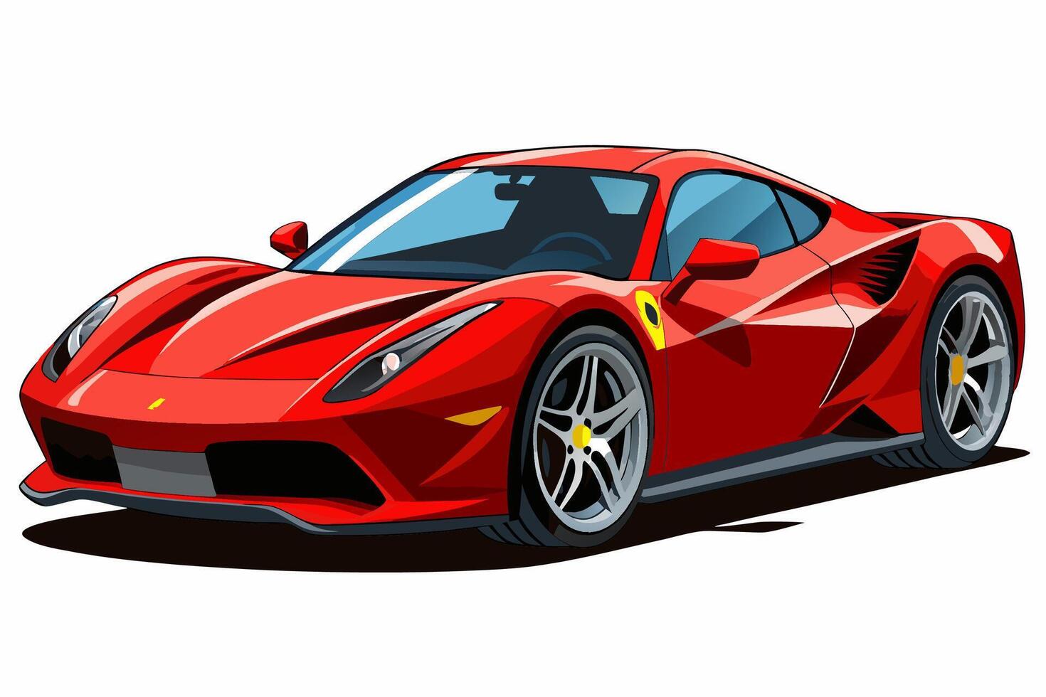 Ferrari 488 Car with White Background Illustration, Cartoons, Clipart, Line Art Design, Ferrari 488 car illustration with white background, perfect for cartoons, clipart, and line art. vector