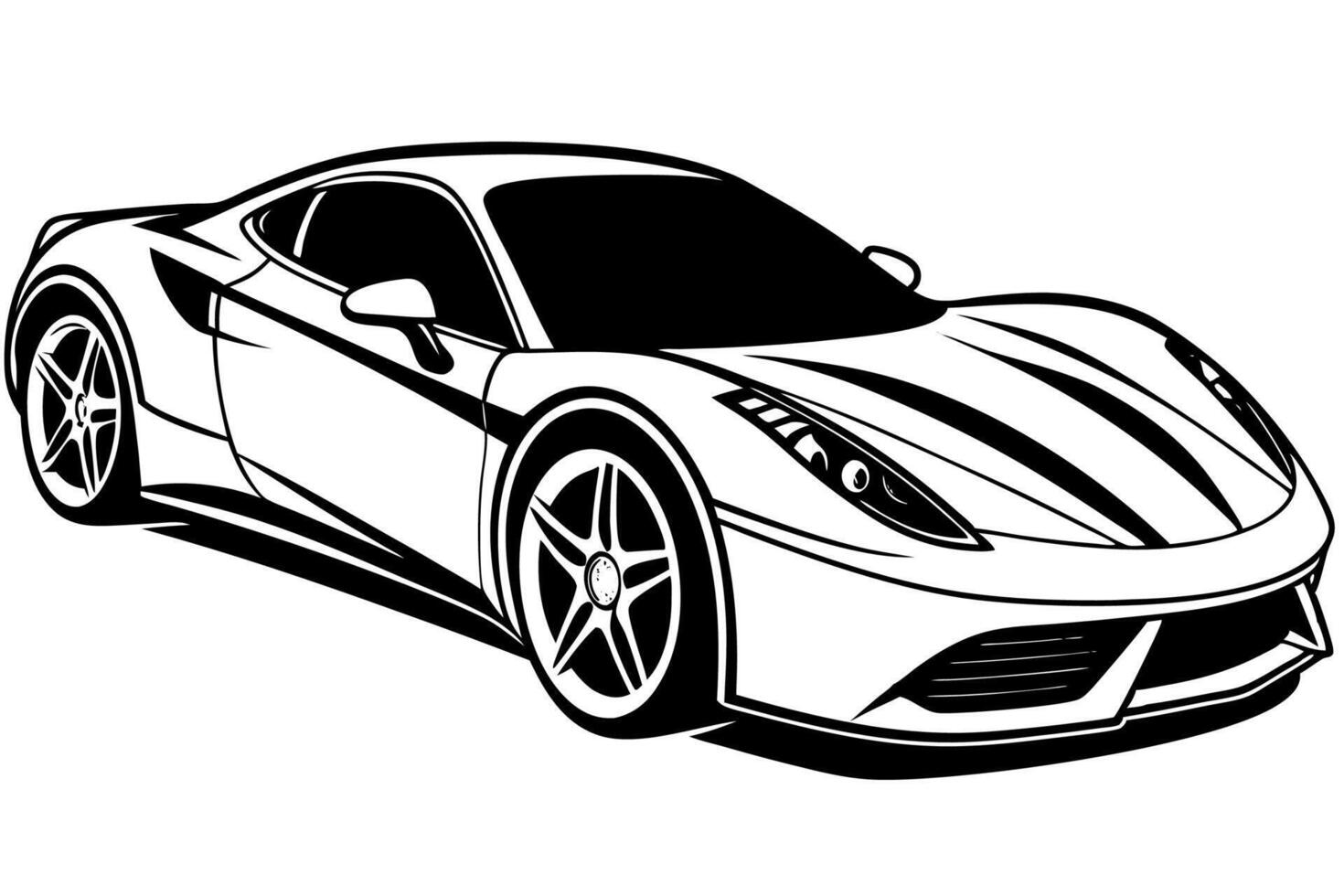 Ferrari 488 Car with White Background Illustration, Cartoons, Clipart, Line Art Design, Ferrari 488 car illustration with white background, perfect for cartoons, clipart, and line art. vector