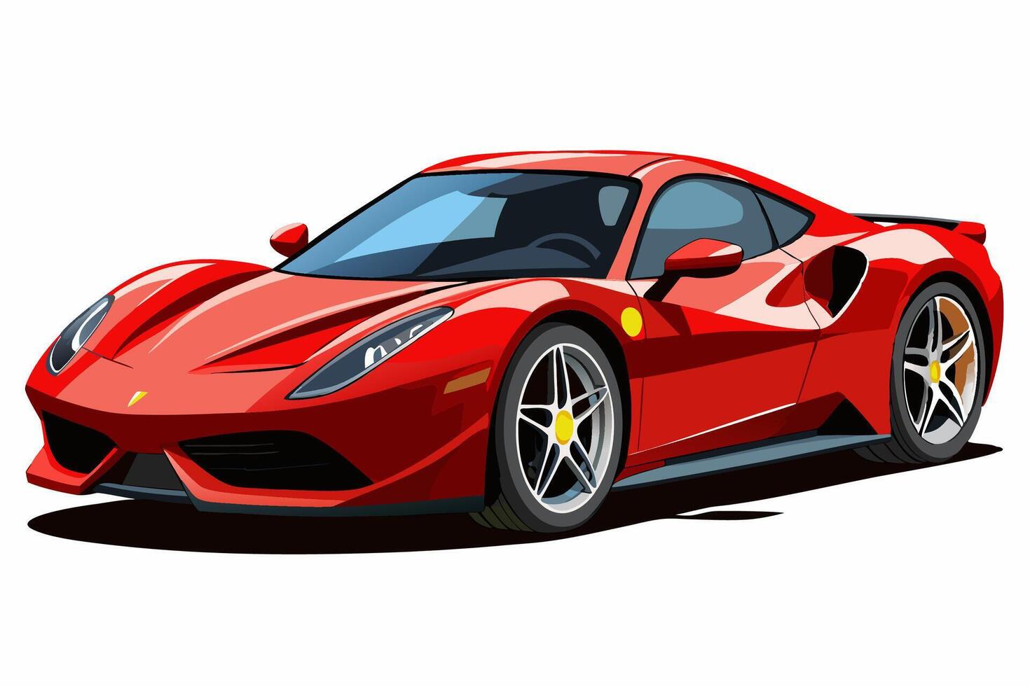 Ferrari 488 Car with White Background Illustration, Cartoons, Clipart, Line Art Design, Ferrari 488 car illustration with white background, perfect for cartoons, clipart, and line art. vector