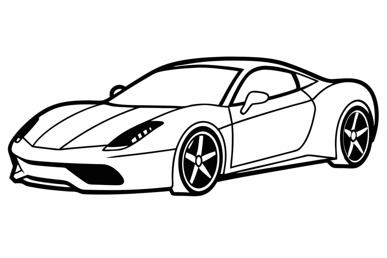 Ferrari 488 Car with White Background Illustration, Cartoons, Clipart, Line Art Design, Ferrari 488 car illustration with white background, perfect for cartoons, clipart, and line art. vector