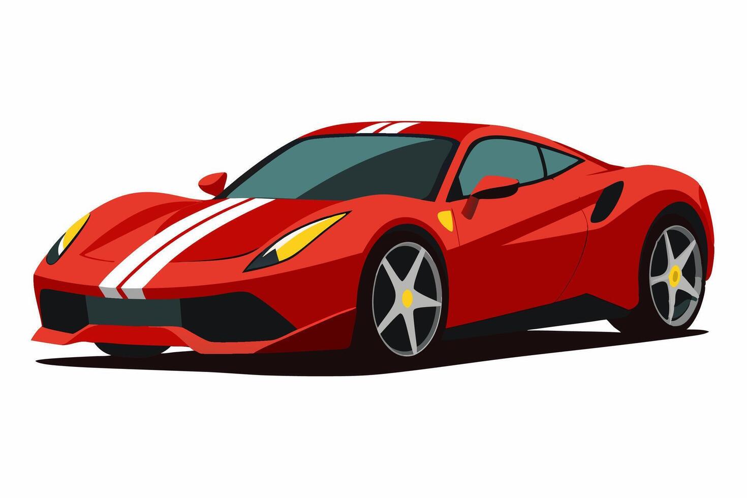 Ferrari 488 Car with White Background Illustration, Cartoons, Clipart, Line Art Design, Ferrari 488 car illustration with white background, perfect for cartoons, clipart, and line art. vector