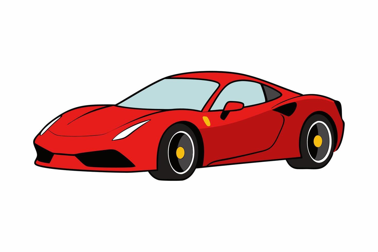 Ferrari 488 Car with White Background Illustration, Cartoons, Clipart, Line Art Design, Ferrari 488 car illustration with white background, perfect for cartoons, clipart, and line art. vector
