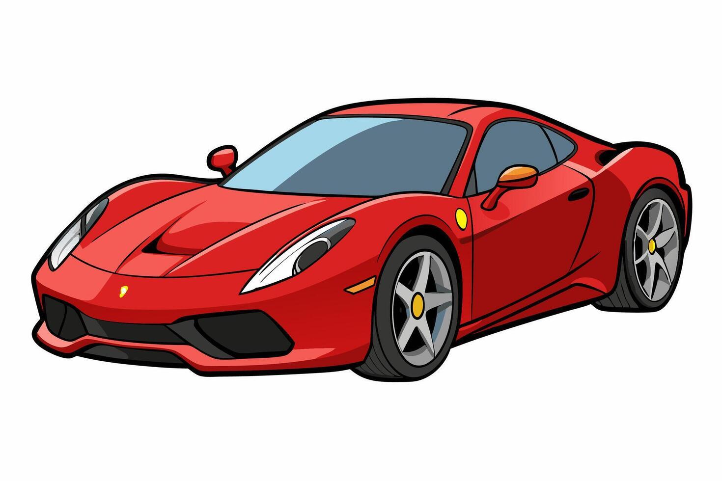 Ferrari 488 Car with White Background Illustration, Cartoons, Clipart, Line Art Design, Ferrari 488 car illustration with white background, perfect for cartoons, clipart, and line art. vector