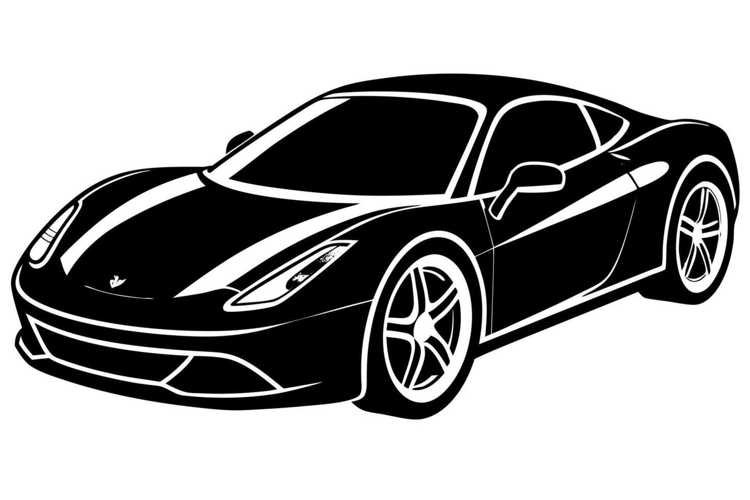 Ferrari 488 Car with White Background Illustration, Cartoons, Clipart, Line Art Design, Ferrari 488 car illustration with white background, perfect for cartoons, clipart, and line art. vector