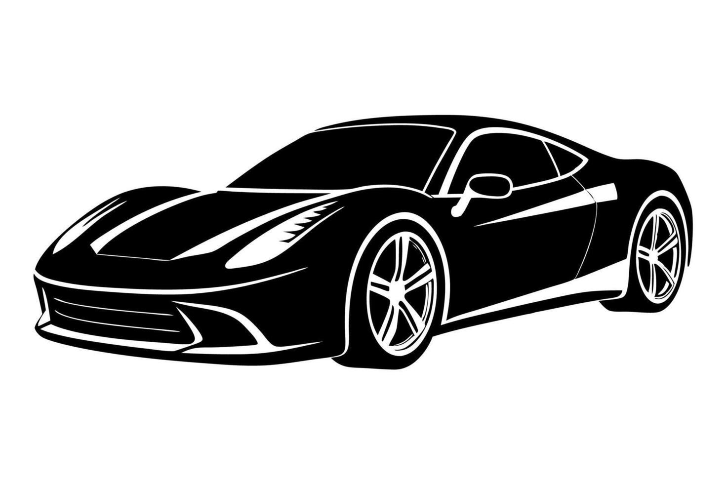 Ferrari 488 Car with White Background Illustration, Cartoons, Clipart, Line Art Design, Ferrari 488 car illustration with white background, perfect for cartoons, clipart, and line art. vector