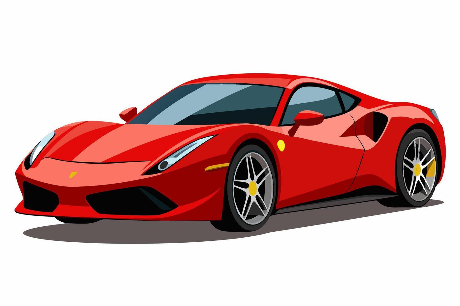 Ferrari 488 Car with White Background Illustration, Cartoons, Clipart, Line Art Design, Ferrari 488 car illustration with white background, perfect for cartoons, clipart, and line art. vector
