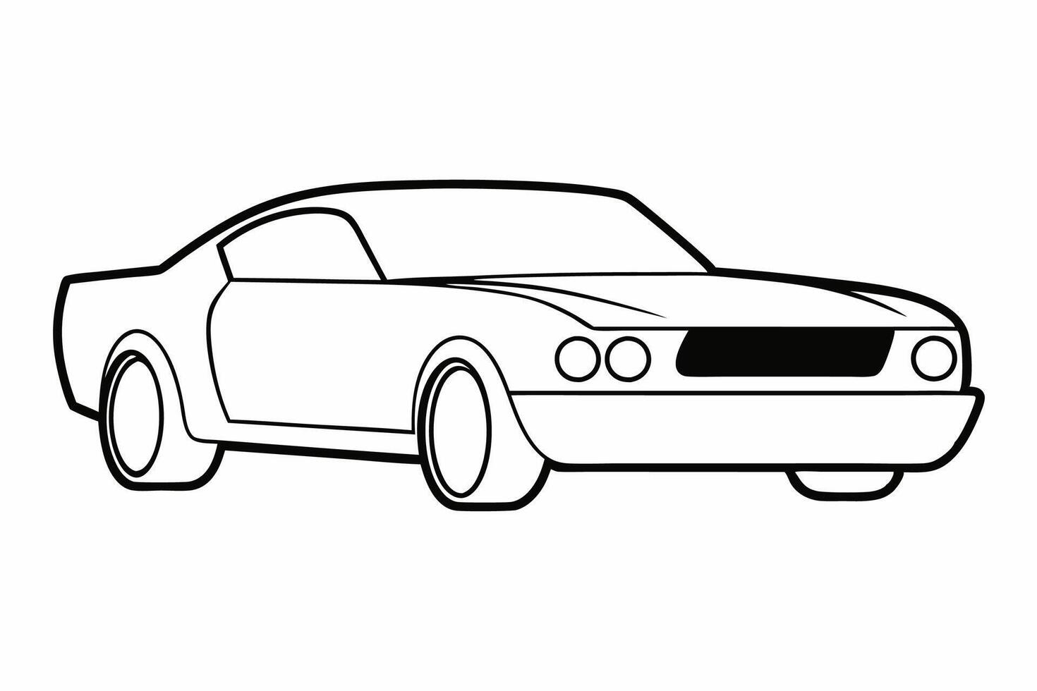 Ford Mustang Car Illustration Cartoons, Clipart, Line Art Design on White Background, Ford Mustang car illustration, featuring cartoons, clipart, and line art designs on white background vector