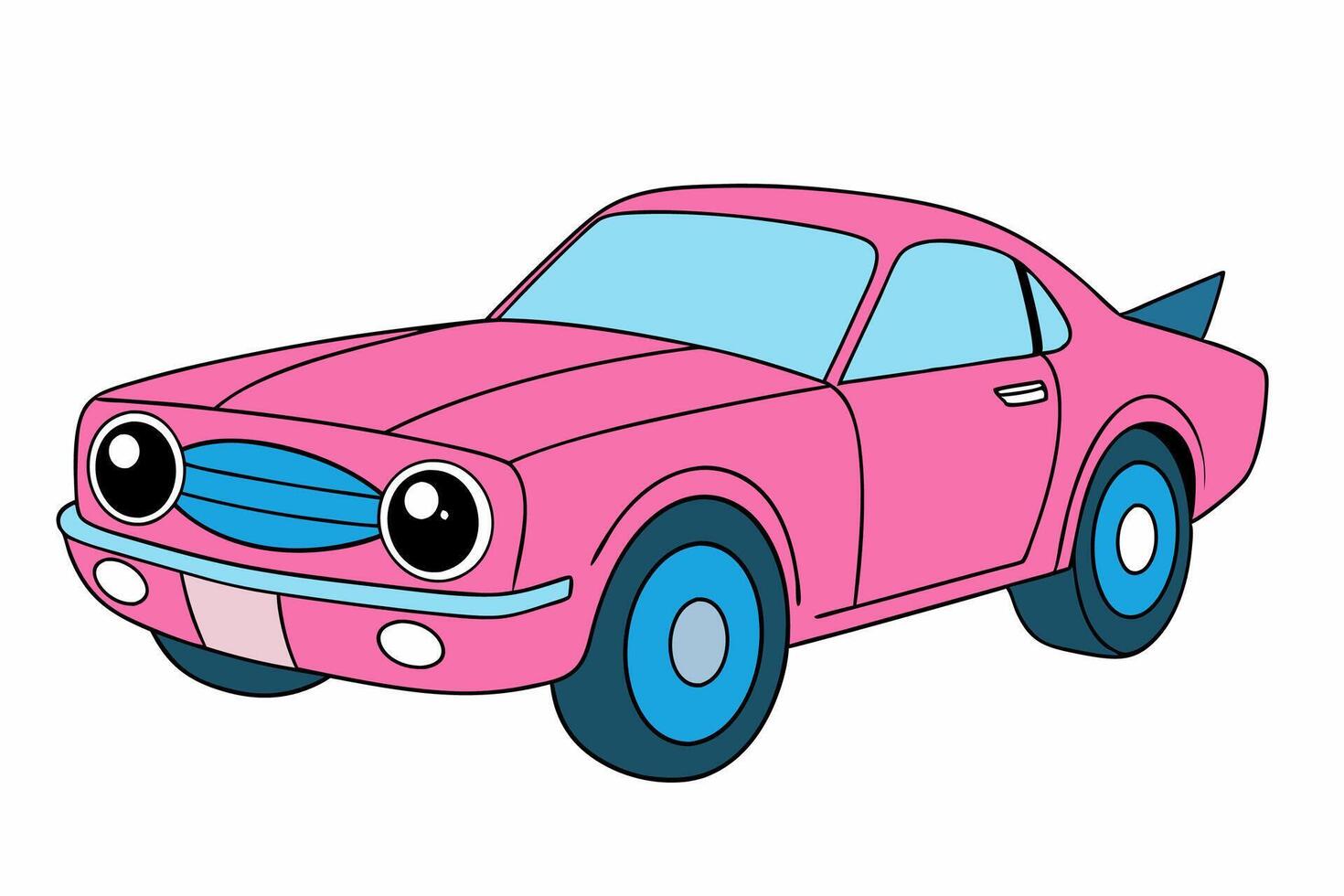 Ford Mustang Car Illustration Cartoons, Clipart, Line Art Design on White Background, Ford Mustang car illustration, featuring cartoons, clipart, and line art designs on white background vector