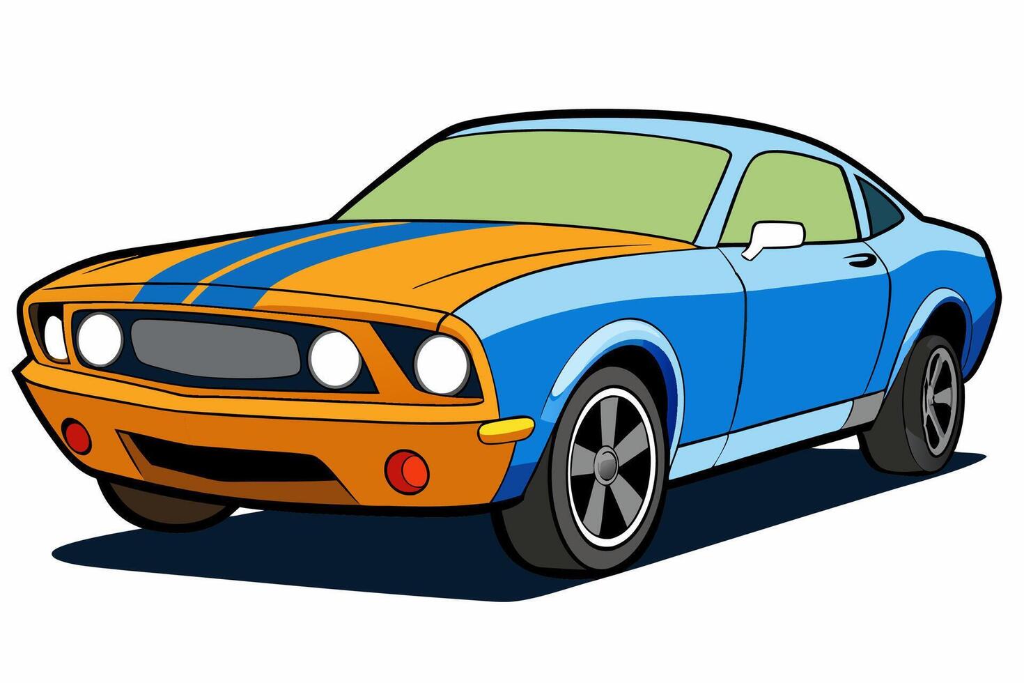 Ford Mustang Car Illustration Cartoons, Clipart, Line Art Design on White Background, Ford Mustang car illustration, featuring cartoons, clipart, and line art designs on white background vector