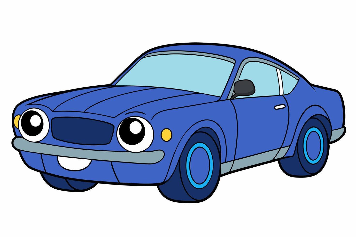 Ford Mustang Car Illustration Cartoons, Clipart, Line Art Design on White Background, Ford Mustang car illustration, featuring cartoons, clipart, and line art designs on white background vector