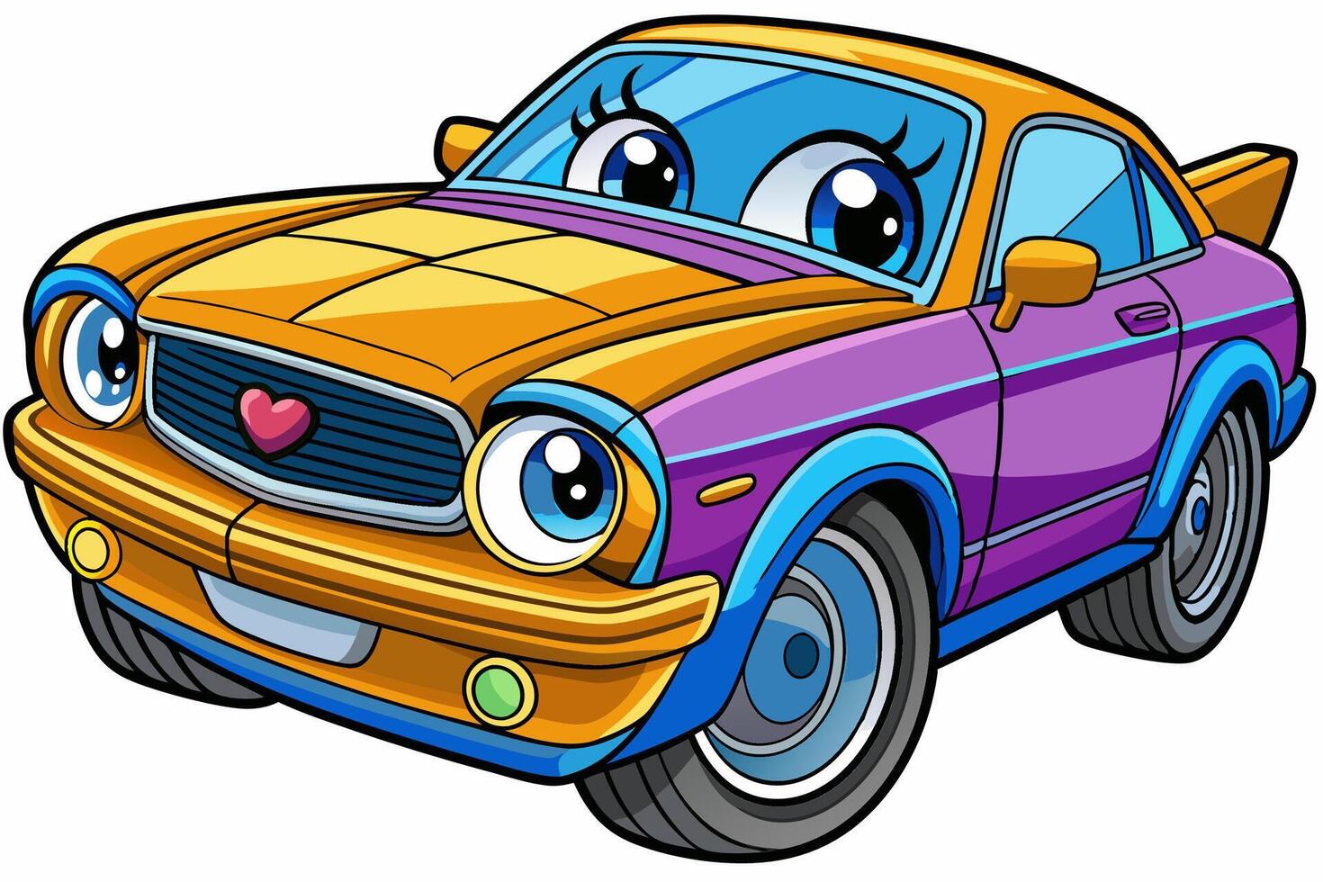 Ford Mustang Car Illustration Cartoons, Clipart, Line Art Design on White Background, Ford Mustang car illustration, featuring cartoons, clipart, and line art designs on white background vector