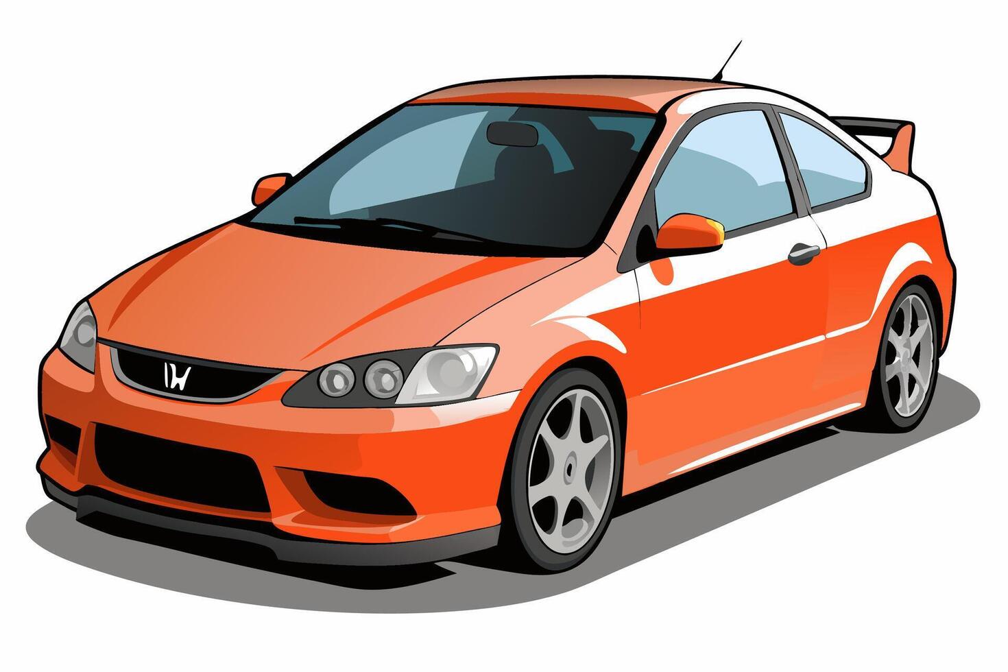 Honda Civic Car Illustration Cartoons, Clipart, Line Art Design White Background, Honda Civic car illustration with white background, available in cartoons, clipart, and line art design vector