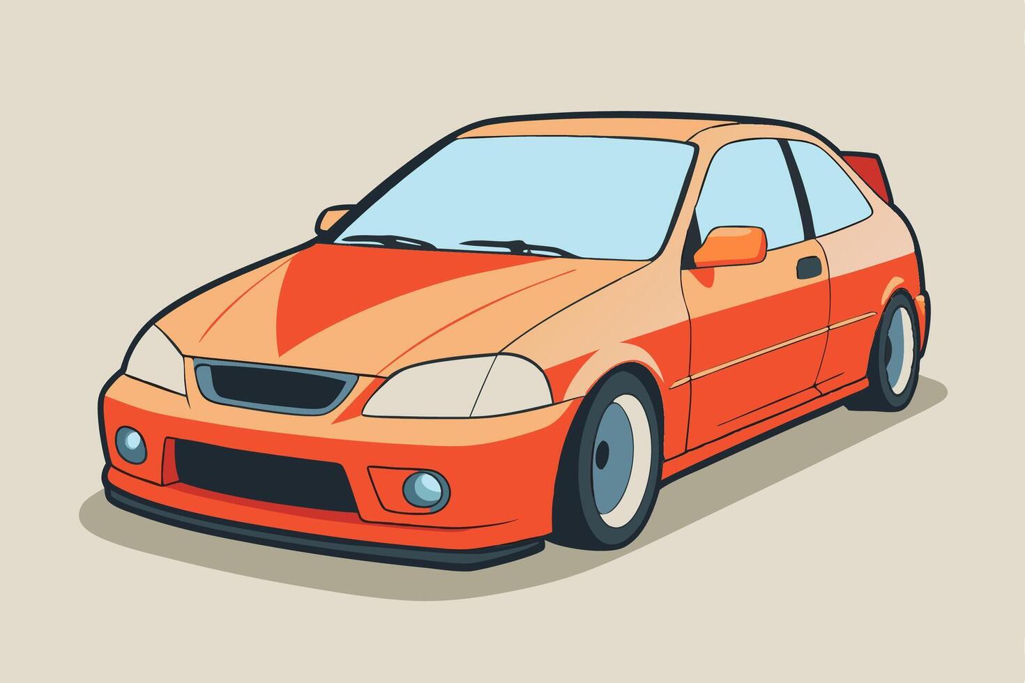 Honda Civic Car Illustration Cartoons, Clipart, Line Art Design White Background, Honda Civic car illustration with white background, available in cartoons, clipart, and line art design vector