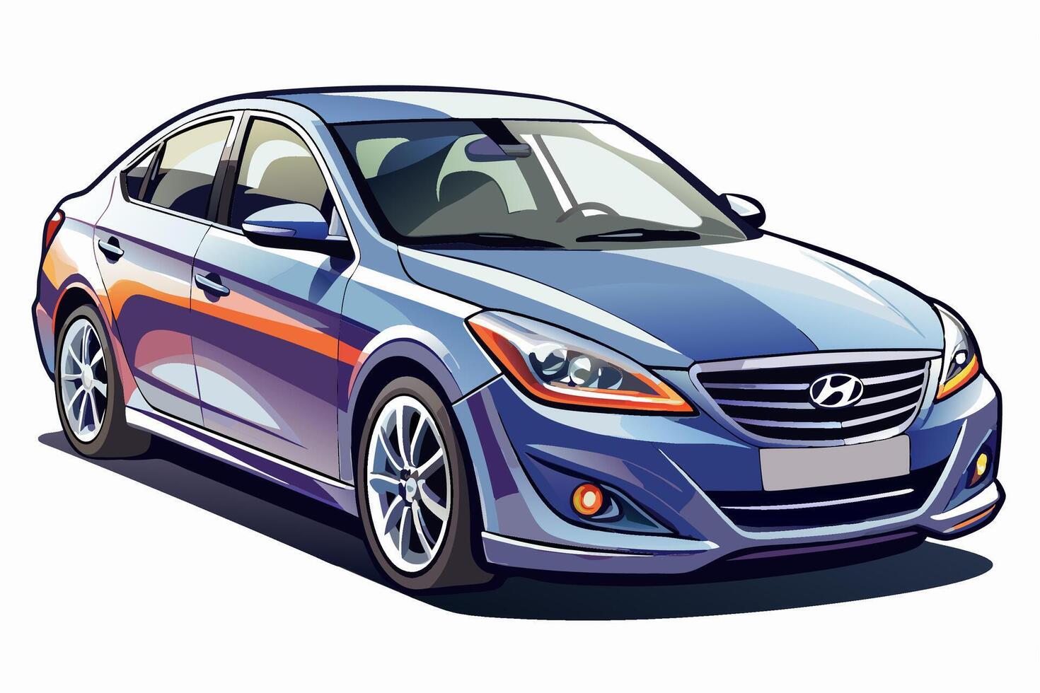 Hyundai Sonata Car Illustration on White Background Clipart, Cartoon, and Line Art Design, Hyundai Sonata illustration with white background. Includes clipart, cartoon, and line art design vector