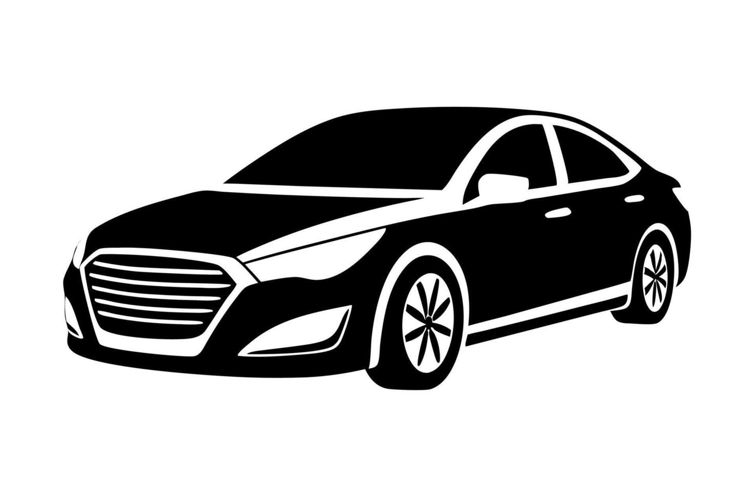 Hyundai Sonata Car Illustration on White Background Clipart, Cartoon, and Line Art Design, Hyundai Sonata illustration with white background. Includes clipart, cartoon, and line art design vector